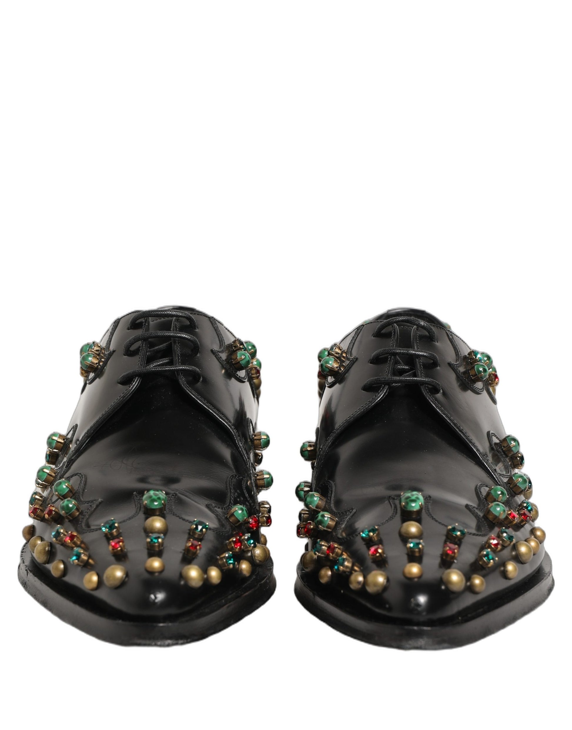 Dolce & Gabbana Black Leather Derby Dress Studded Formal Shoes