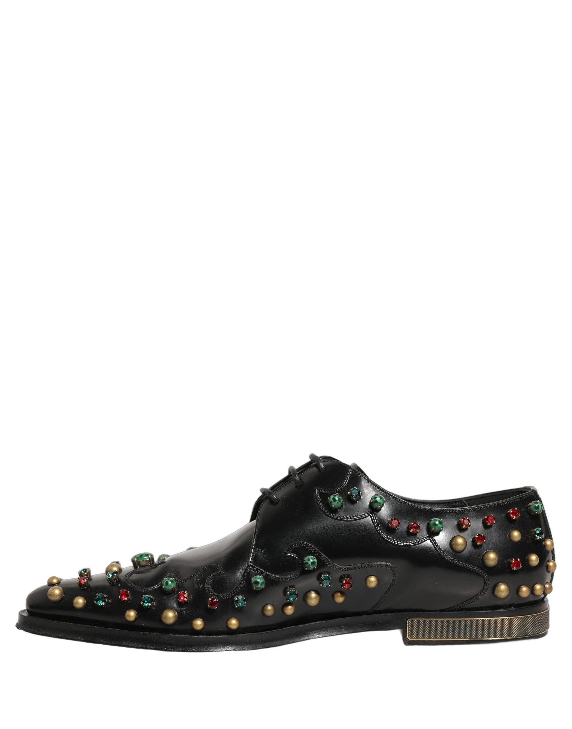 Dolce & Gabbana Black Leather Derby Dress Studded Formal Shoes