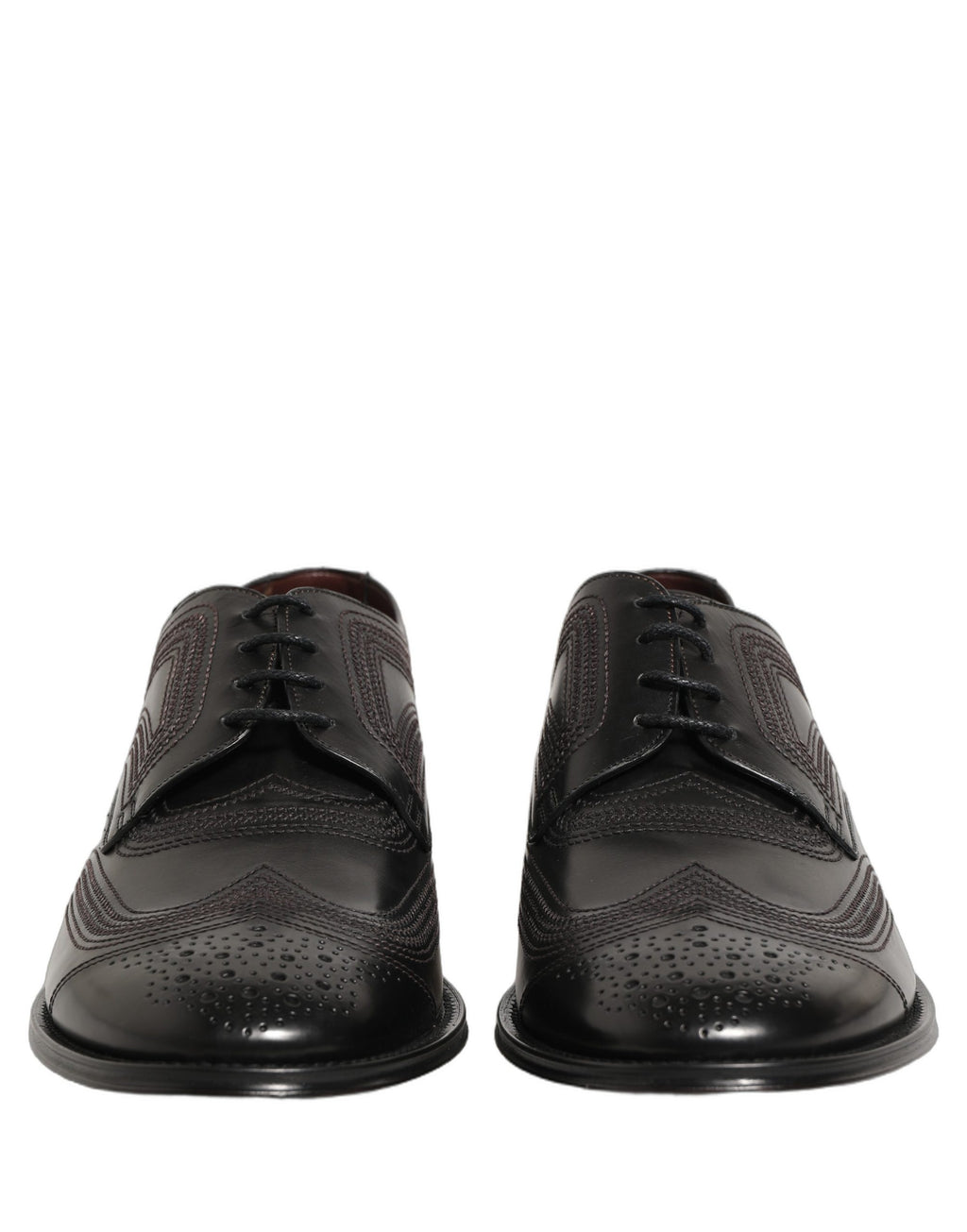 Chaussures de ville Richelieu en cuir brodé noir Dolce & Gabbana