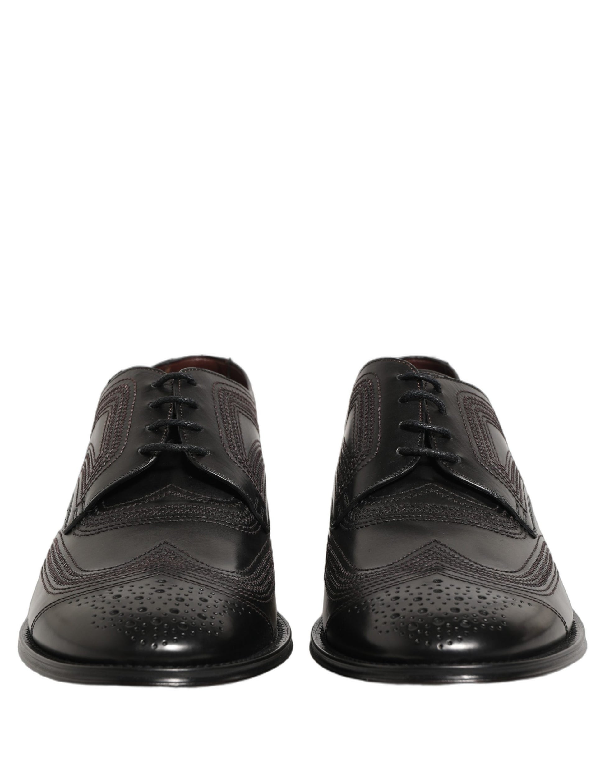 Chaussures de ville Richelieu en cuir brodé noir Dolce & Gabbana