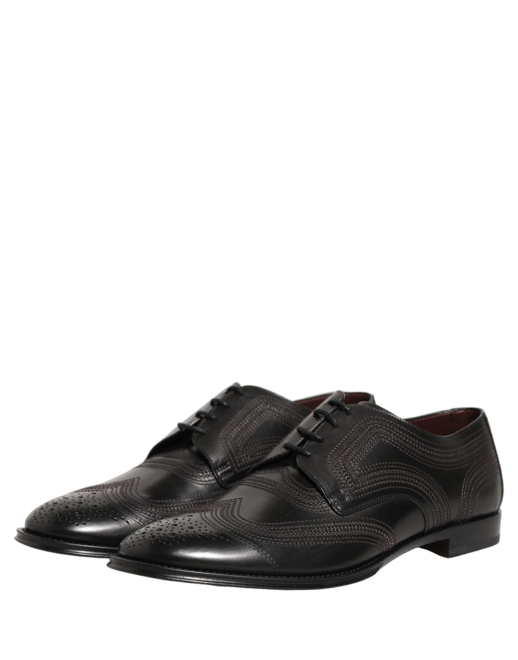 Chaussures de ville Richelieu en cuir brodé noir Dolce & Gabbana