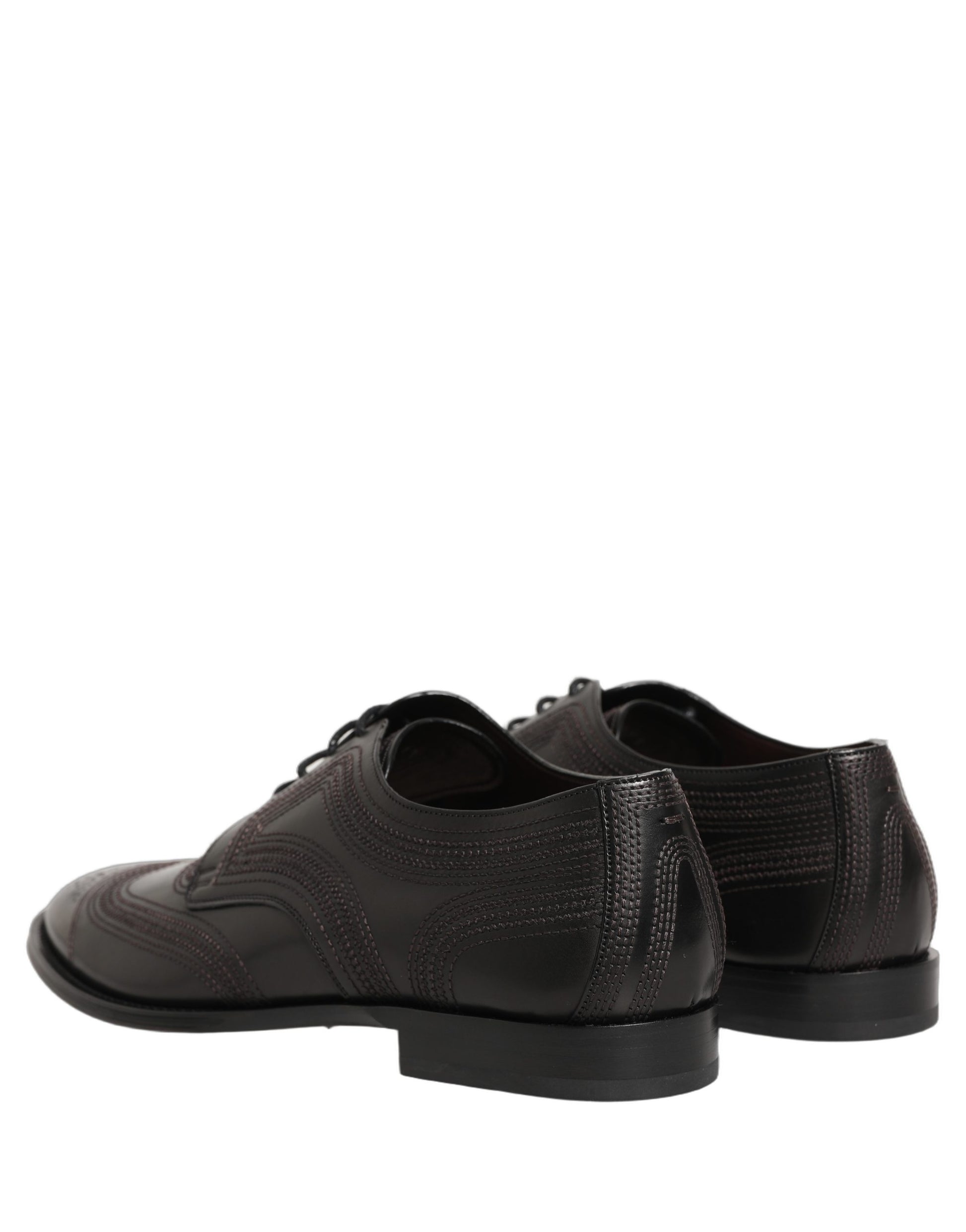 Chaussures de ville Richelieu en cuir brodé noir Dolce & Gabbana