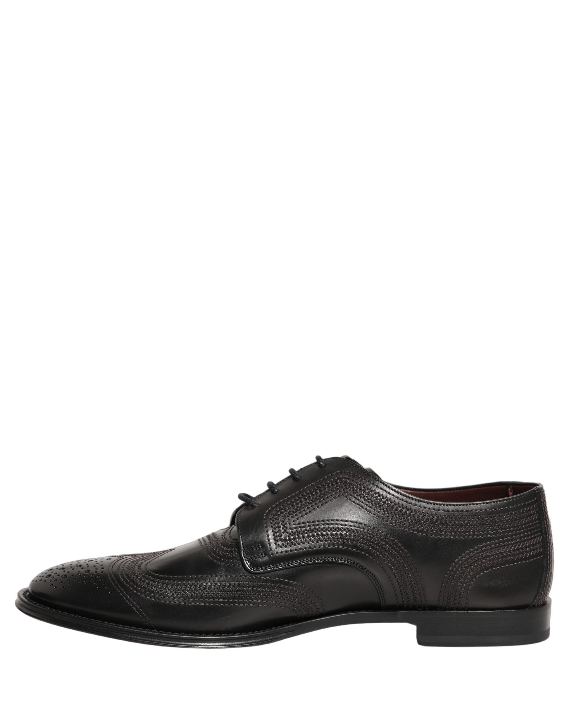 Chaussures de ville Richelieu en cuir brodé noir Dolce & Gabbana