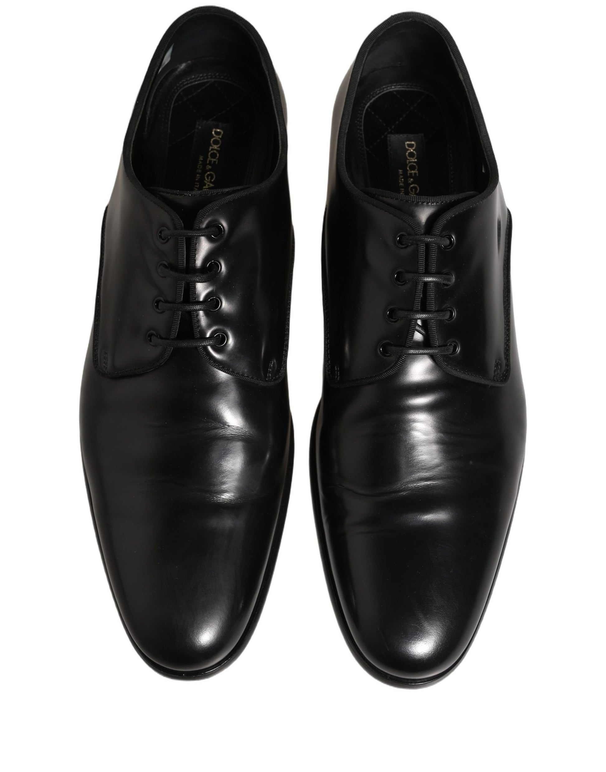 Dolce & Gabbana Black Leather Men Derby Dress Formal Shoes