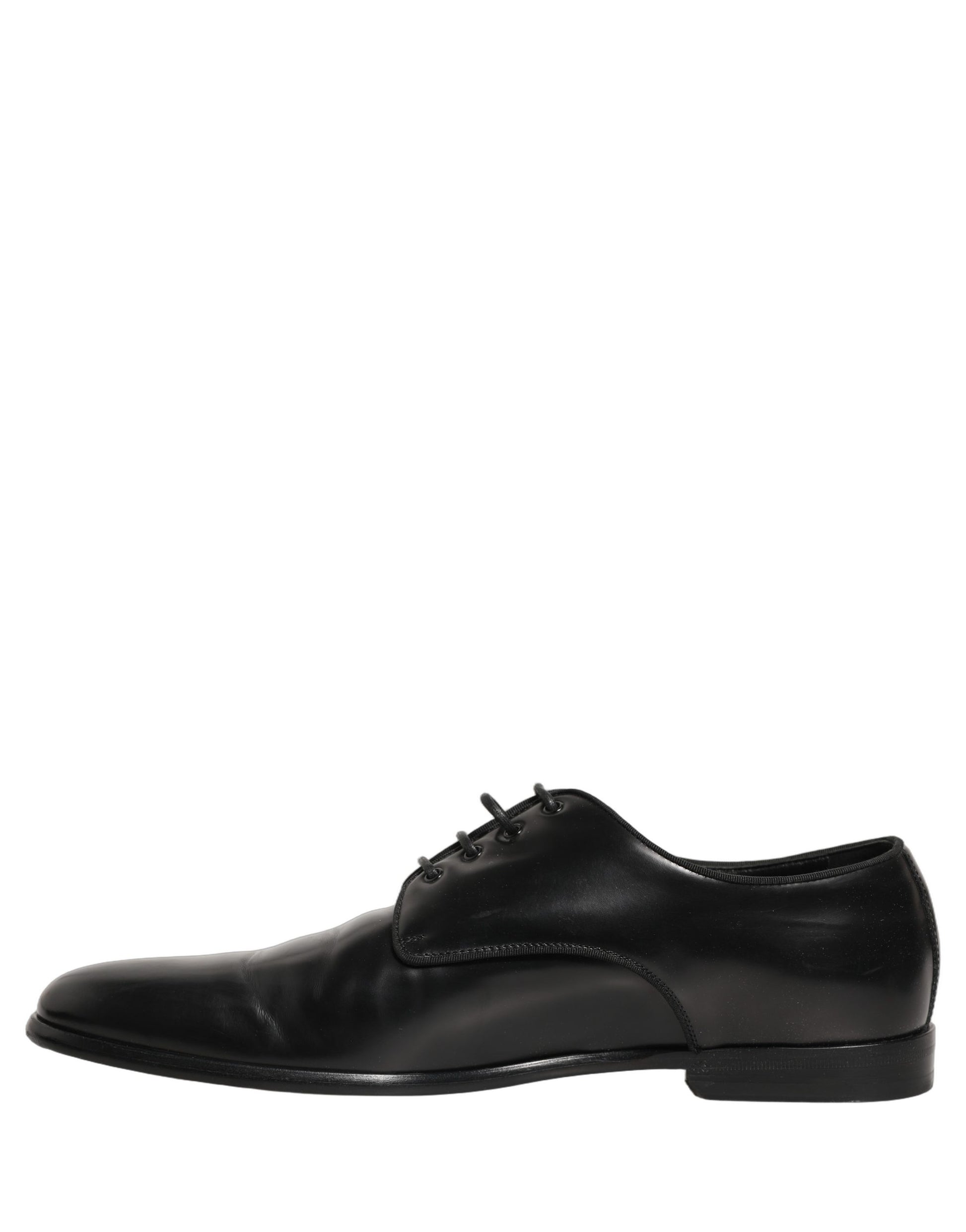 Dolce & Gabbana Black Leather Men Derby Dress Formal Shoes