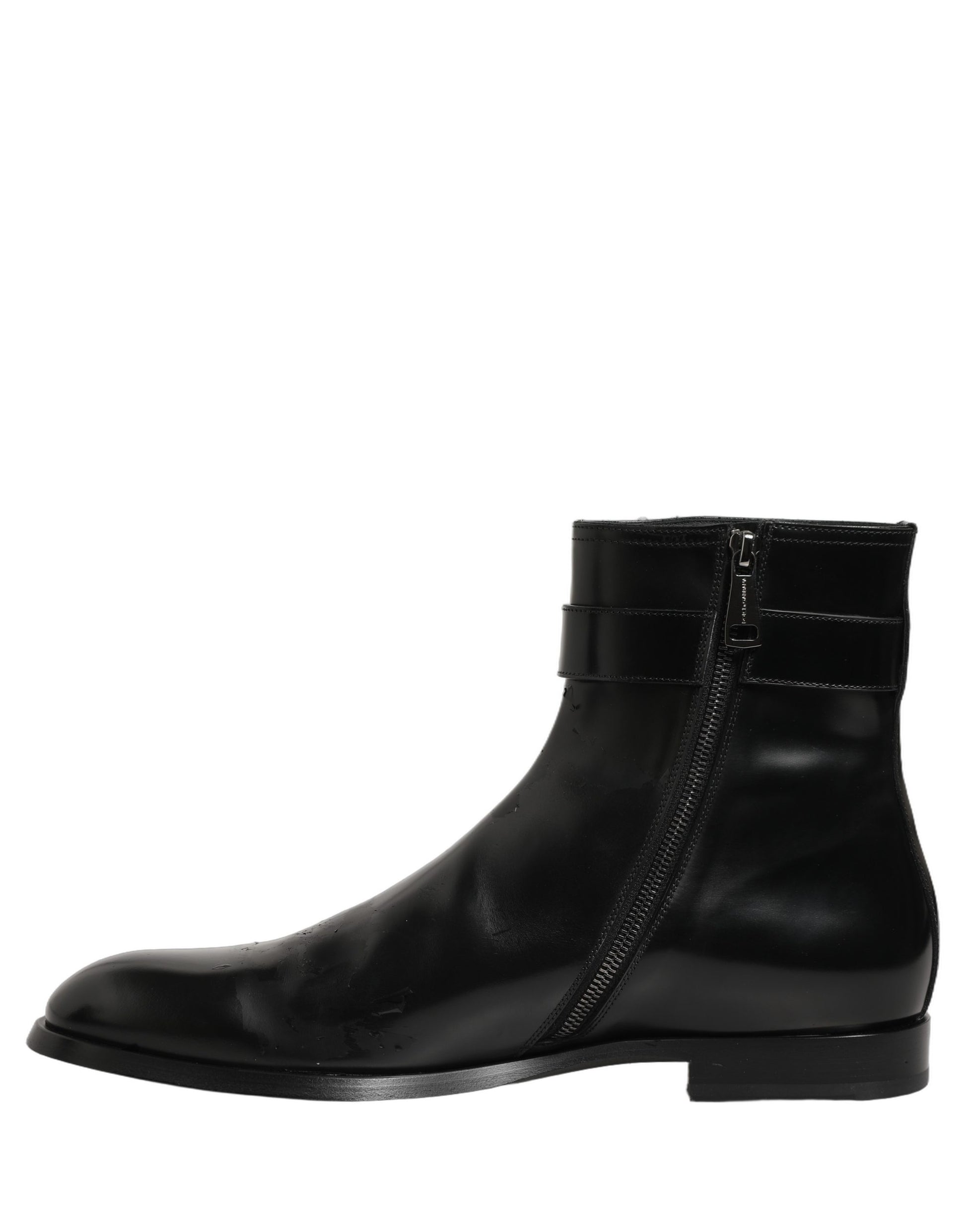 Bottes mi-mollet Dolce & Gabbana en cuir noir avec boucle logo