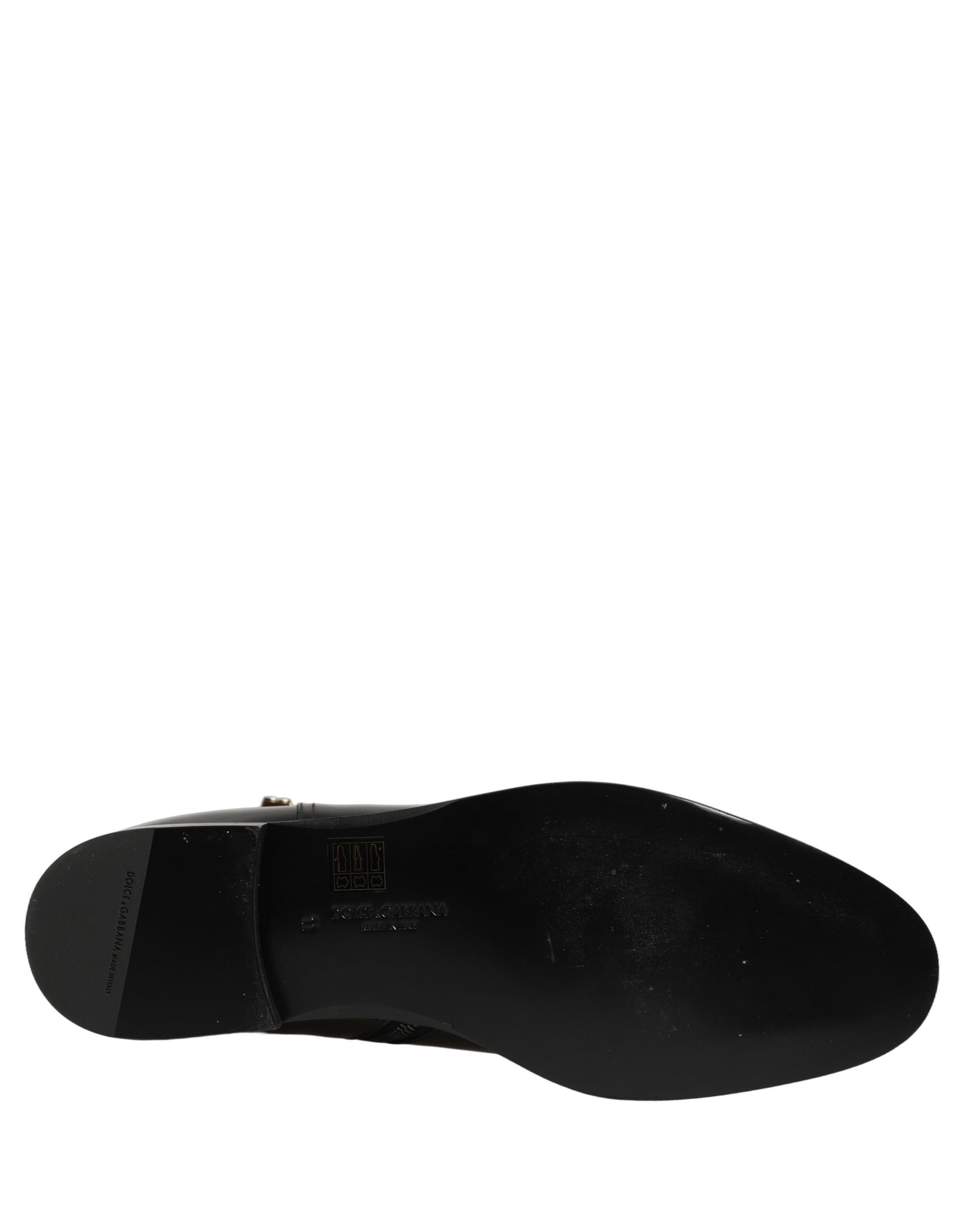 Bottes mi-mollet Dolce & Gabbana en cuir noir avec boucle logo