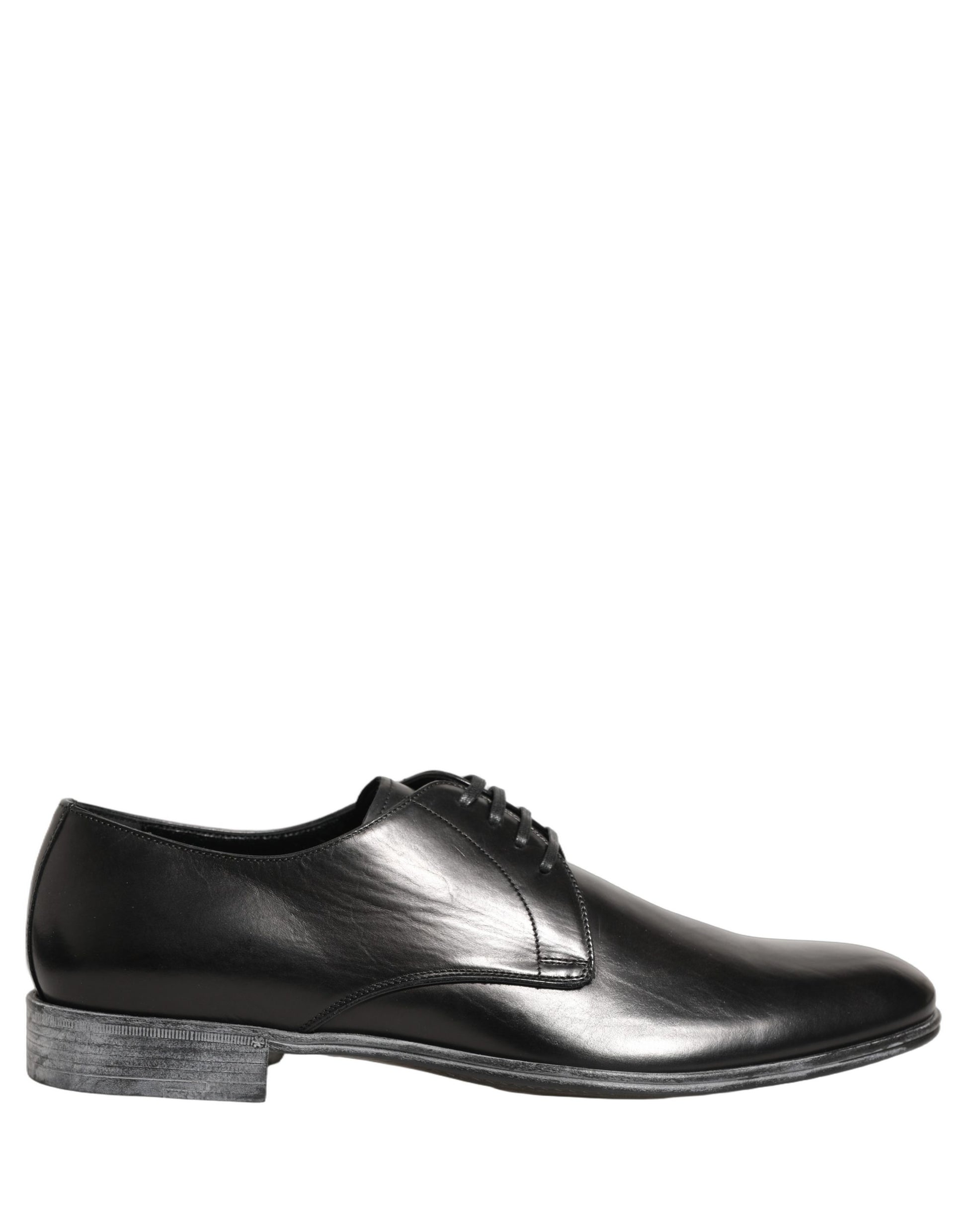 Dolce & Gabbana Chaussures Derby Homme en Cuir Noir à Lacets