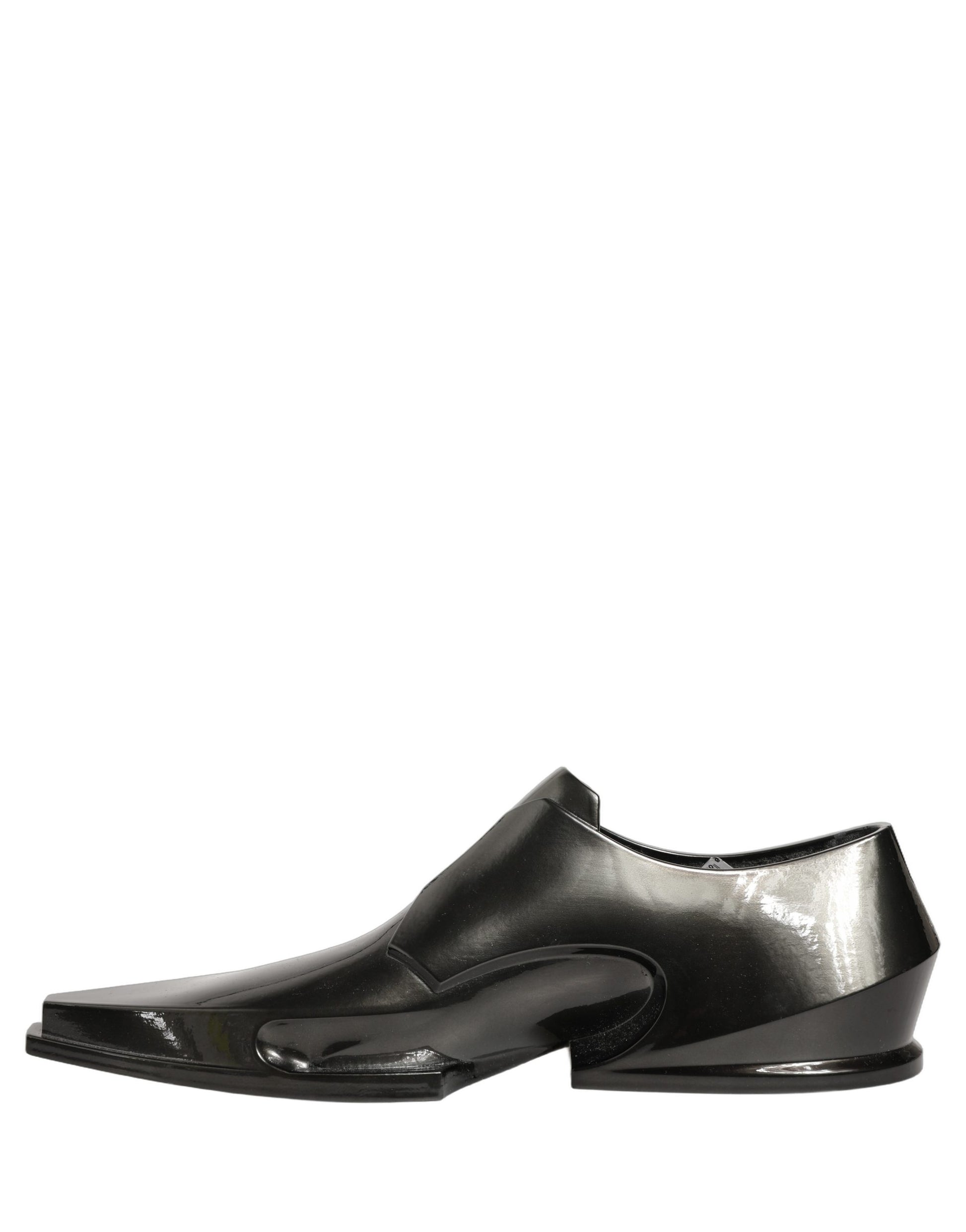 Dolce & Gabbana Dress Shiny Black Slip On Plastic Dress Shoes