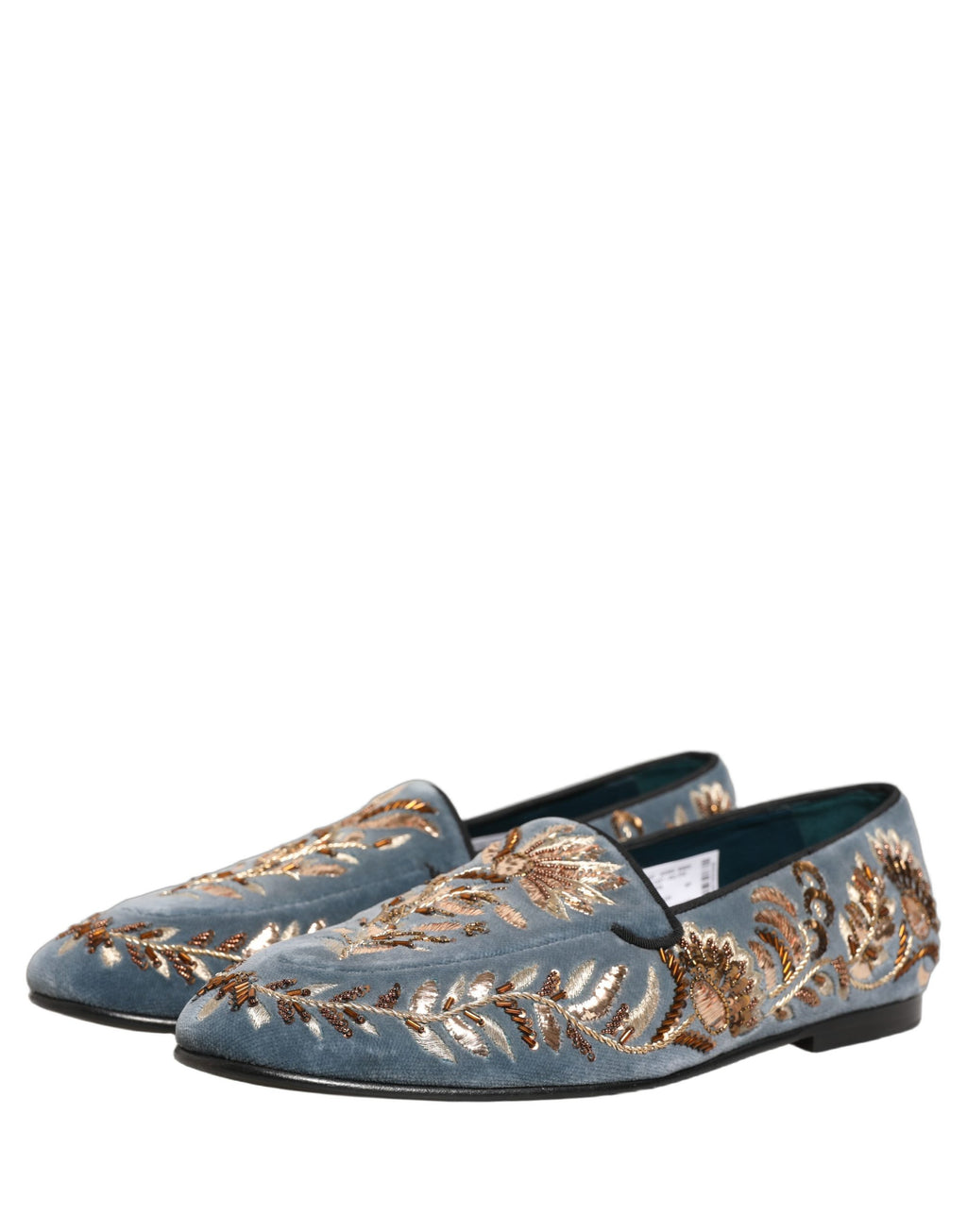 Chaussures Mocassins Dolce & Gabbana en Velours Bleu Ornés
