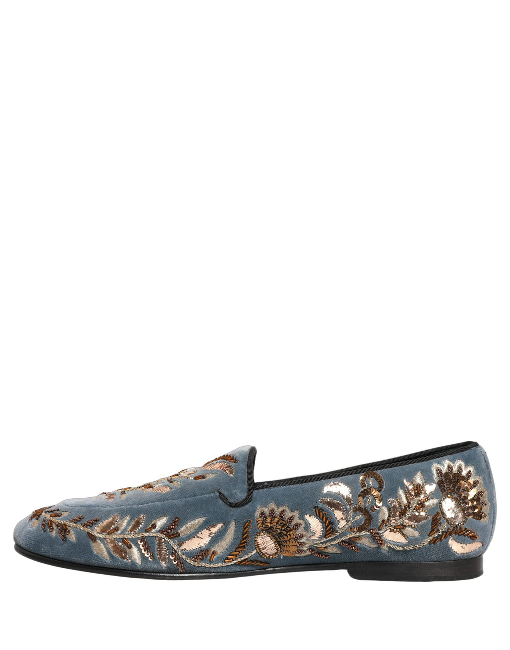Chaussures Mocassins Dolce & Gabbana en Velours Bleu Ornés