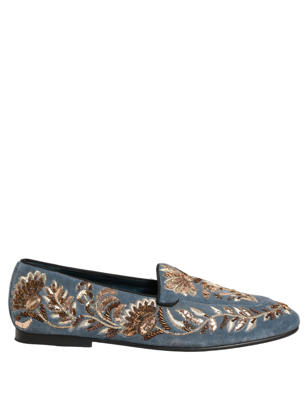 Chaussures Mocassins Dolce & Gabbana en Velours Bleu Ornés