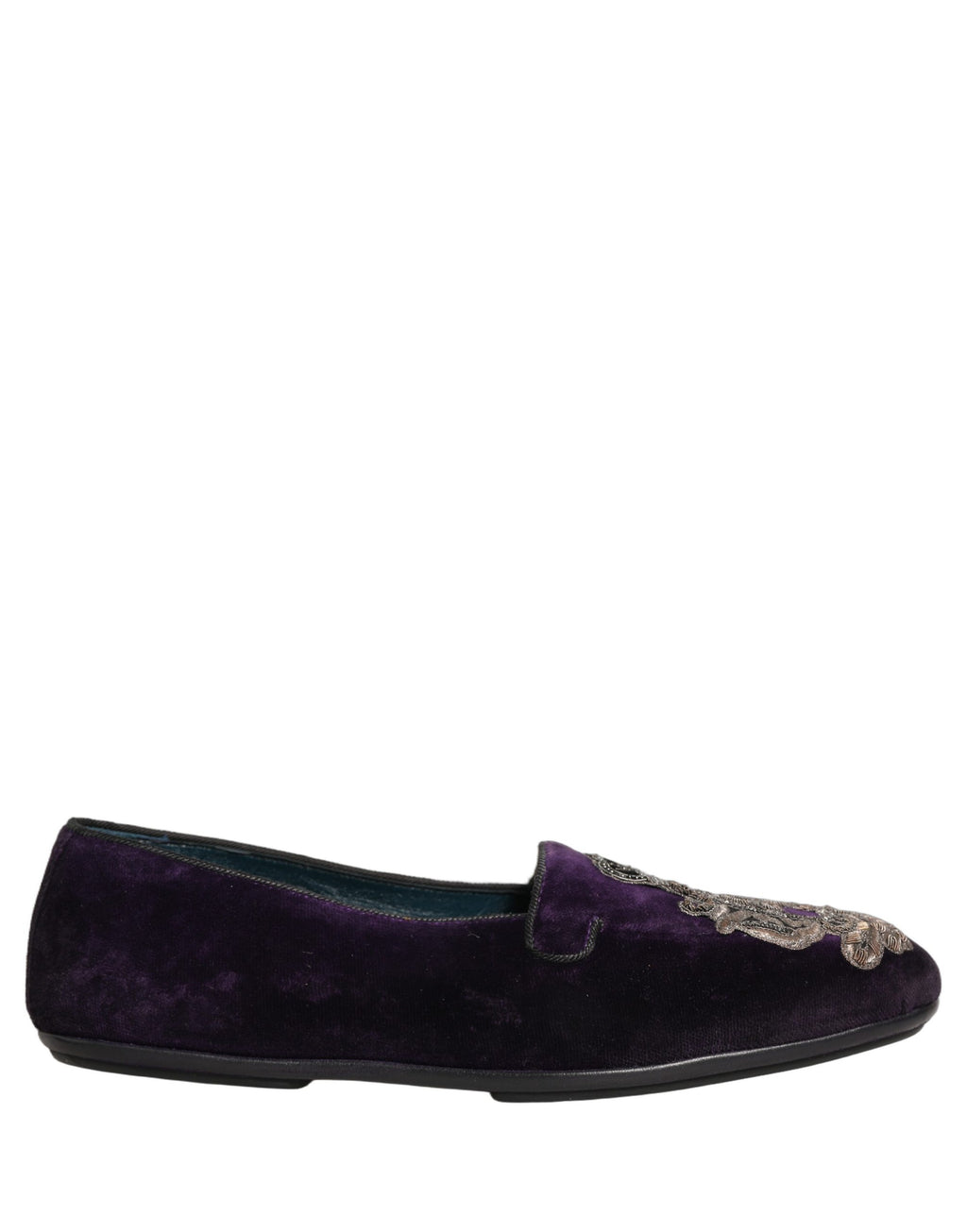 Mocassins Dolce & Gabbana en velours violet brodés d'une couronne