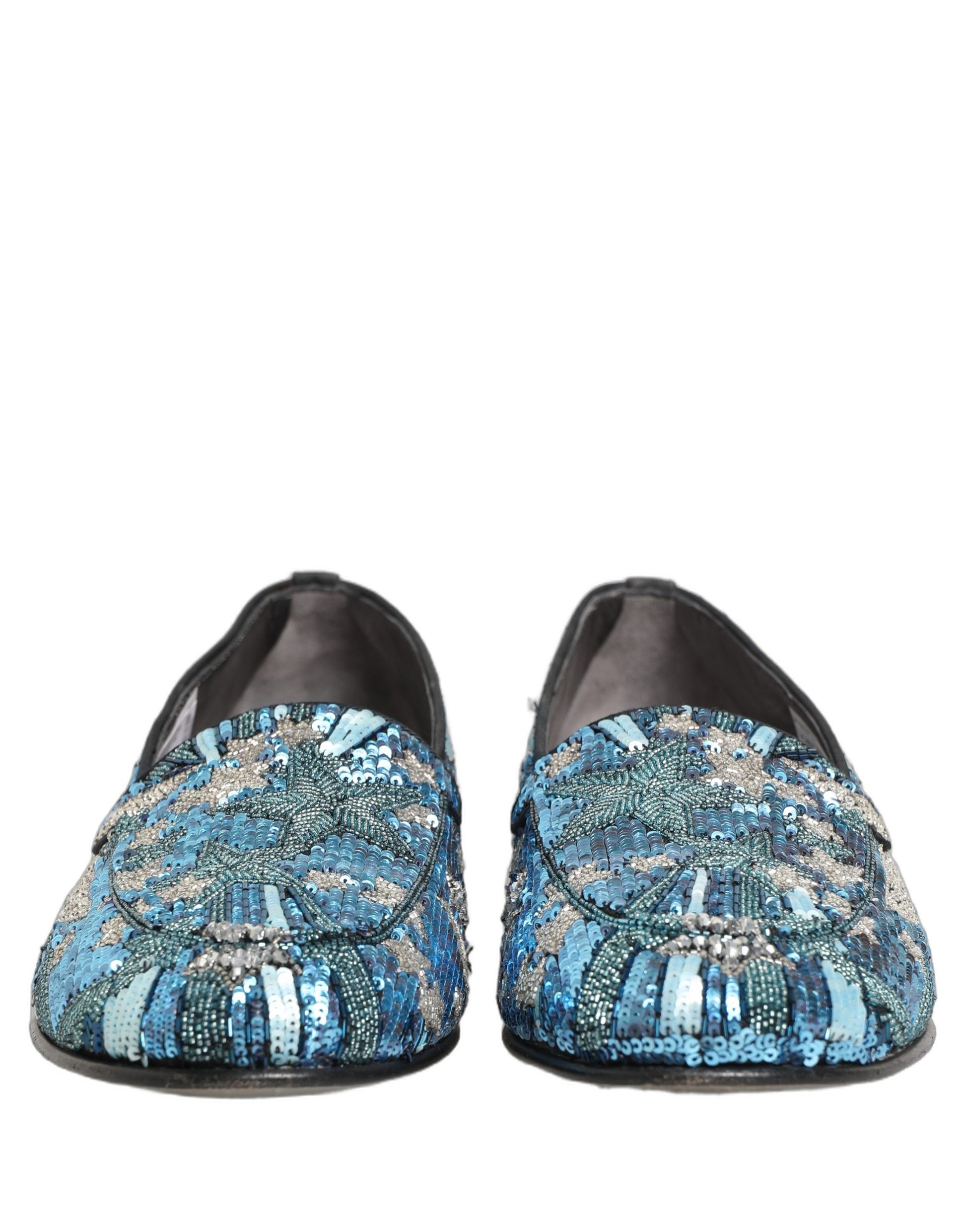 Dolce & Gabbana Multicolor Embroidered Sequin Loafers Shoes