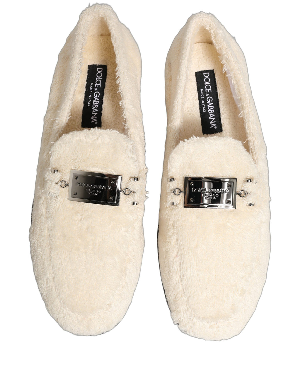 Dolce & Gabbana White Slip On Loafers for Men side view
