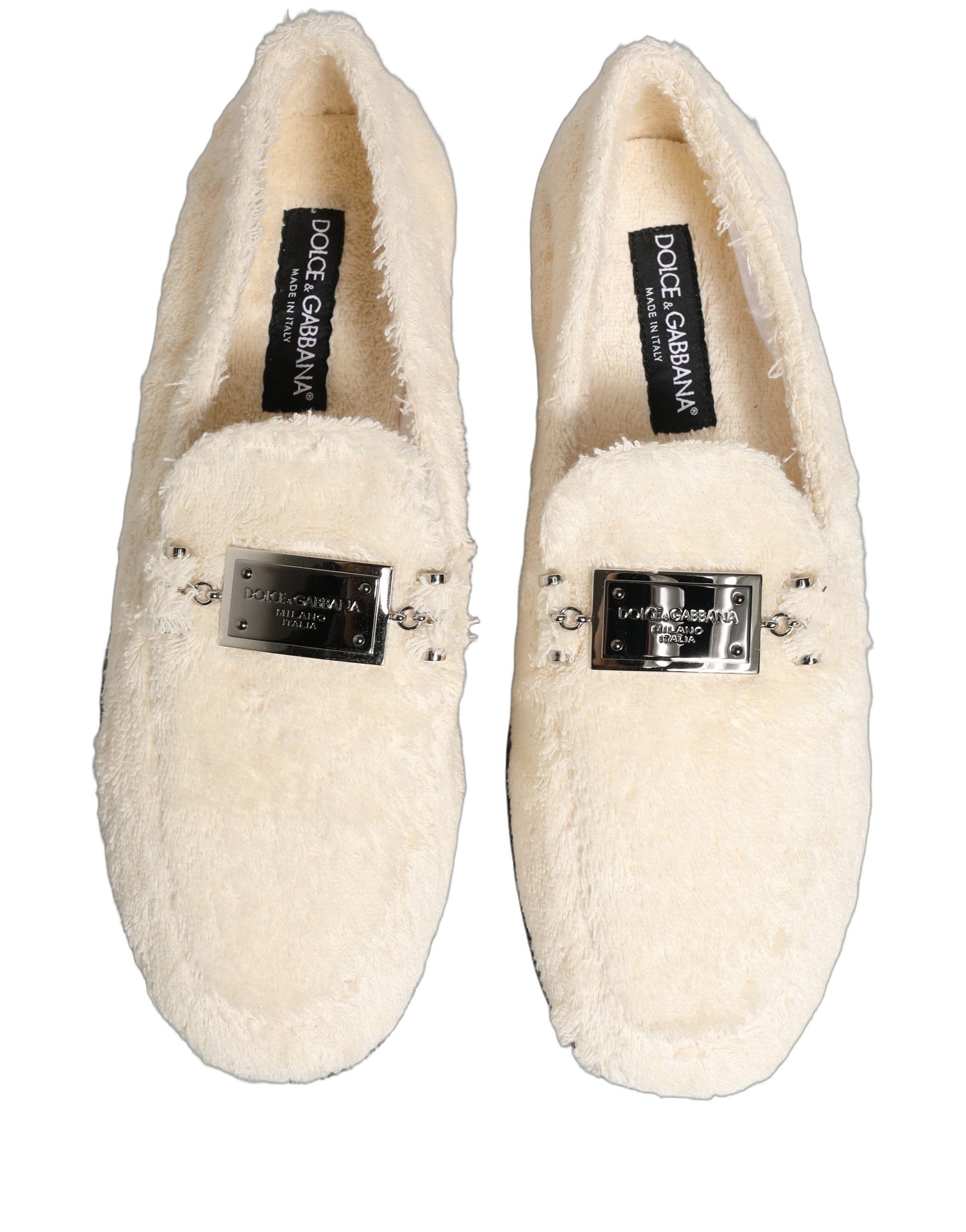 Dolce & Gabbana White Slip On Loafers for Men side view