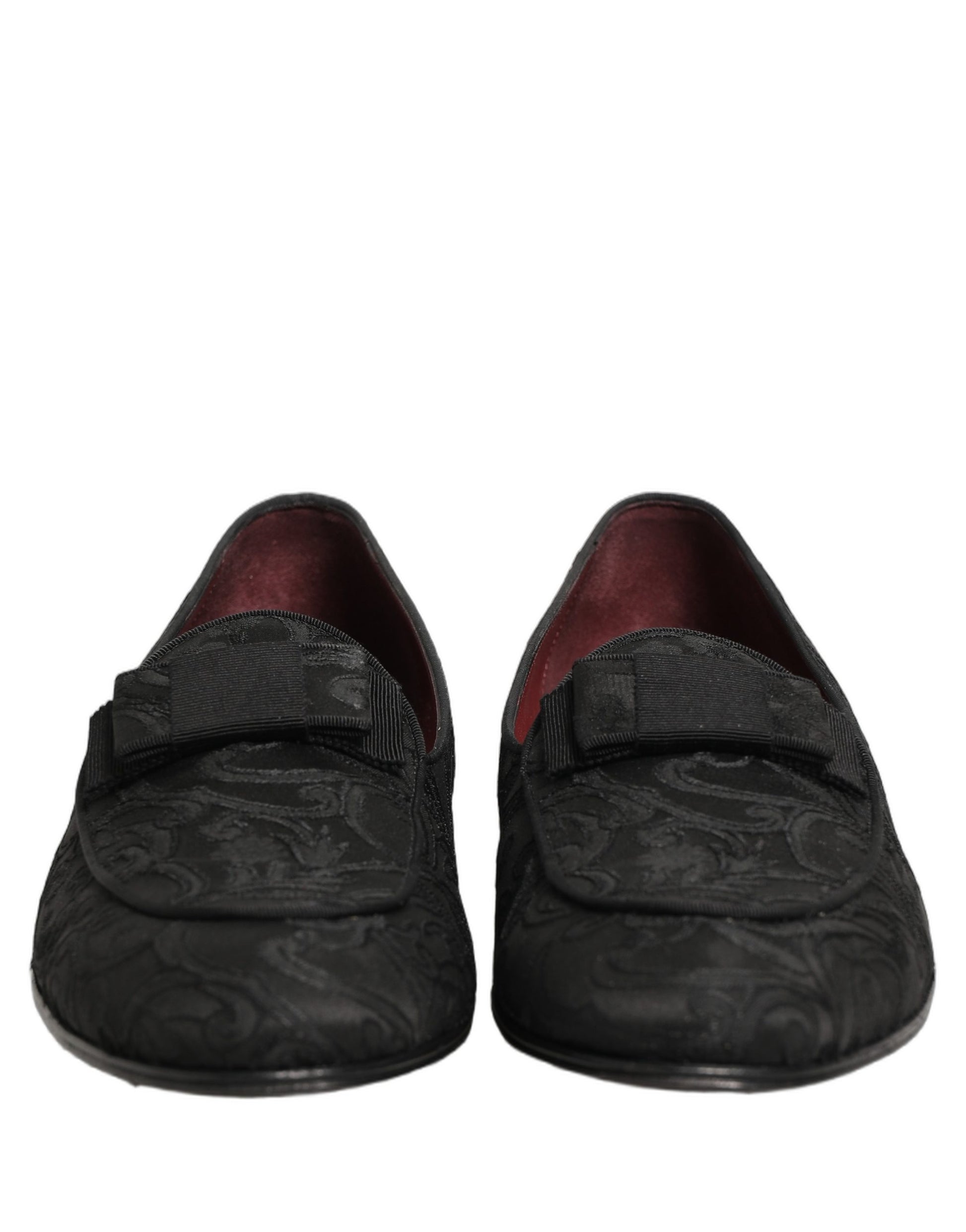 Dolce & Gabbana Black Floral Brocade Men Dress Loafers Shoes