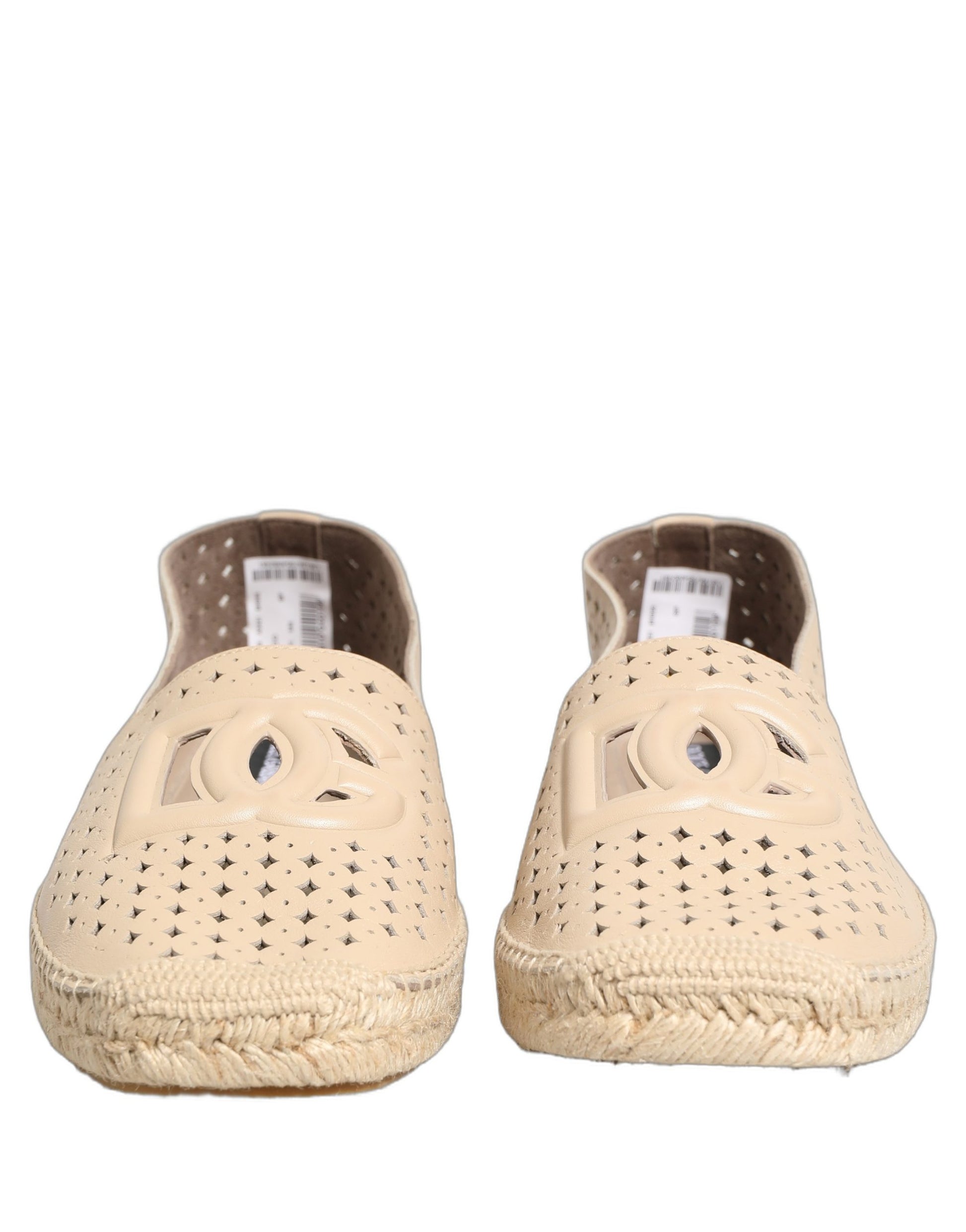 Chaussures espadrilles Dolce & Gabbana en cuir beige avec logo découpé