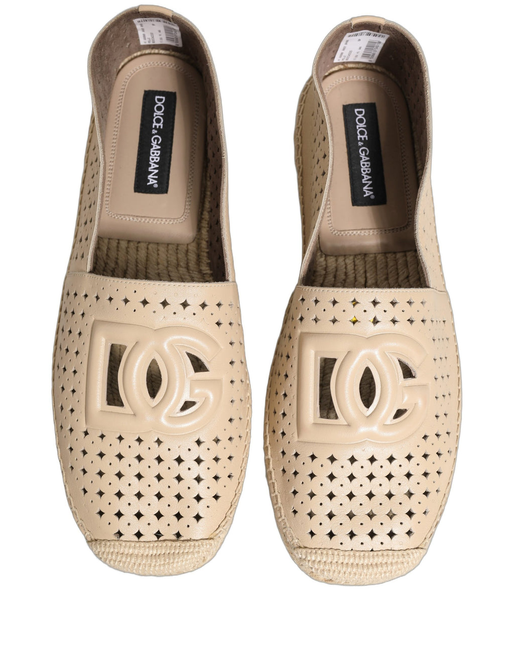 Chaussures espadrilles Dolce & Gabbana en cuir beige avec logo découpé