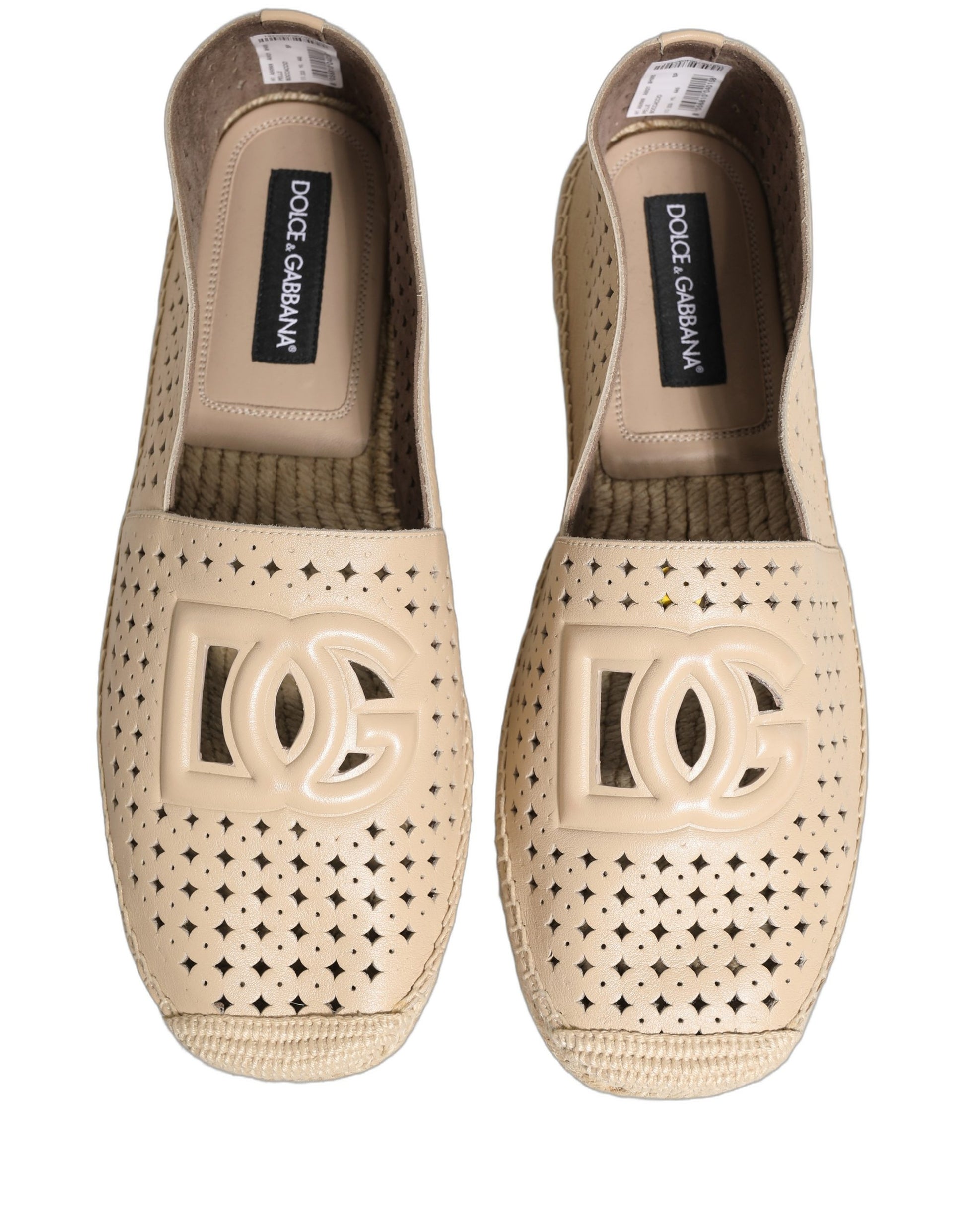 Chaussures espadrilles Dolce & Gabbana en cuir beige avec logo découpé