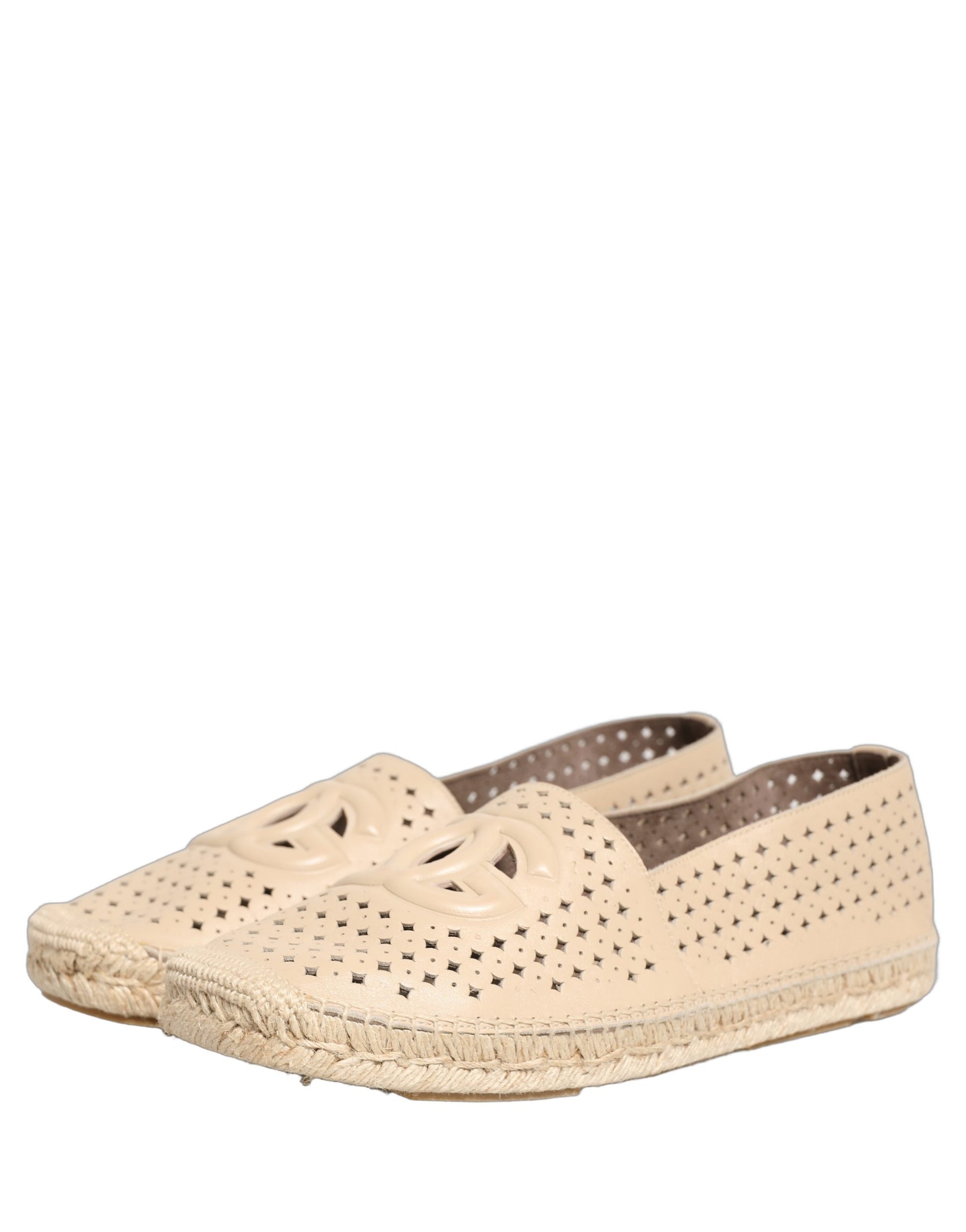 Chaussures espadrilles Dolce & Gabbana en cuir beige avec logo découpé