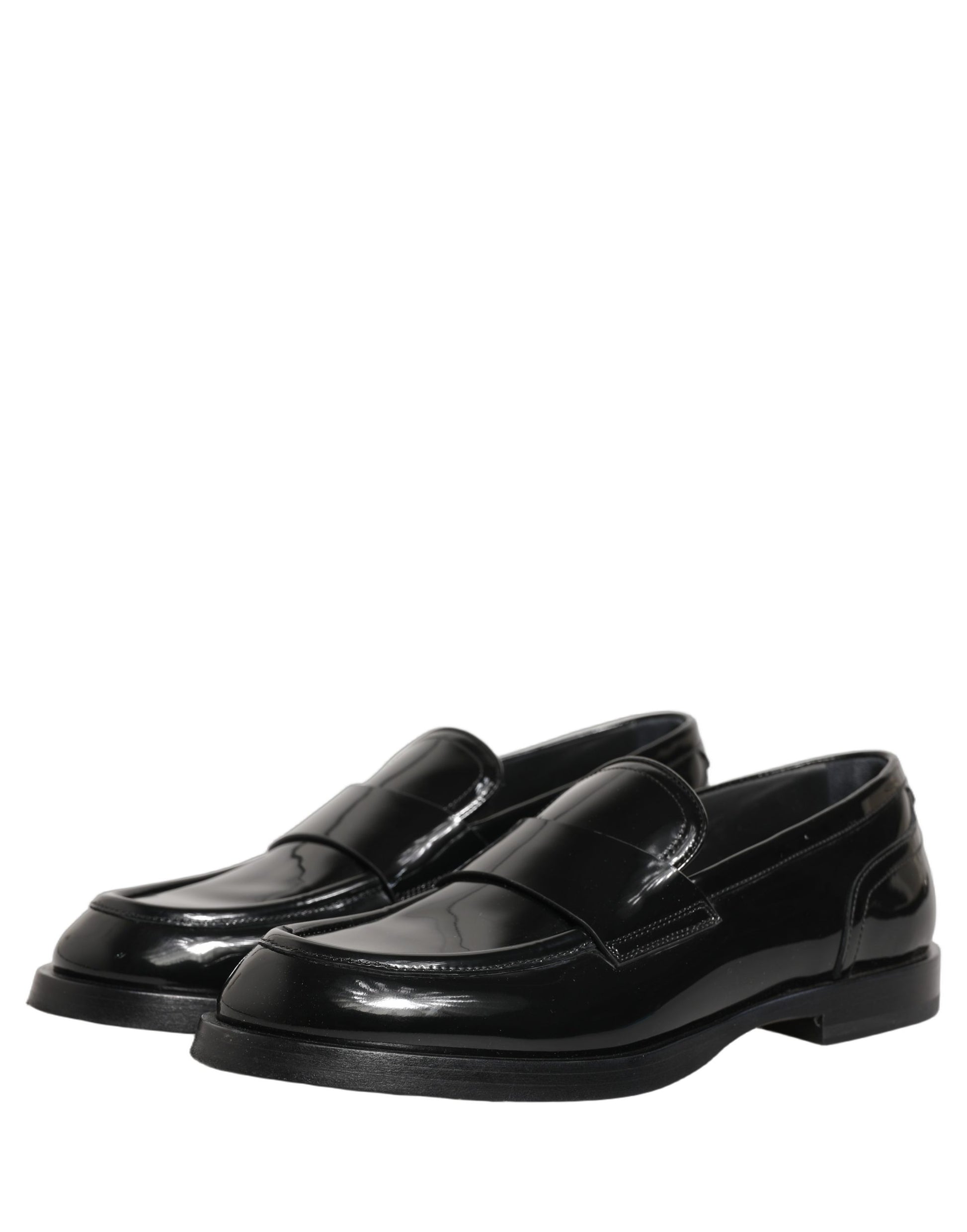 Dolce & Gabbana Black Leather Formal Men Dress Loafers Shoes