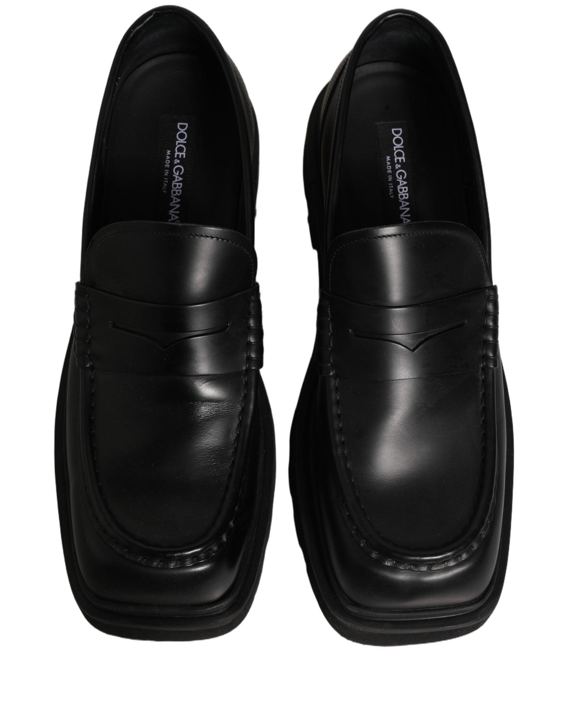 Chaussures Mocassins Habillés en Cuir de Veau Noir Dolce & Gabbana pour Homme