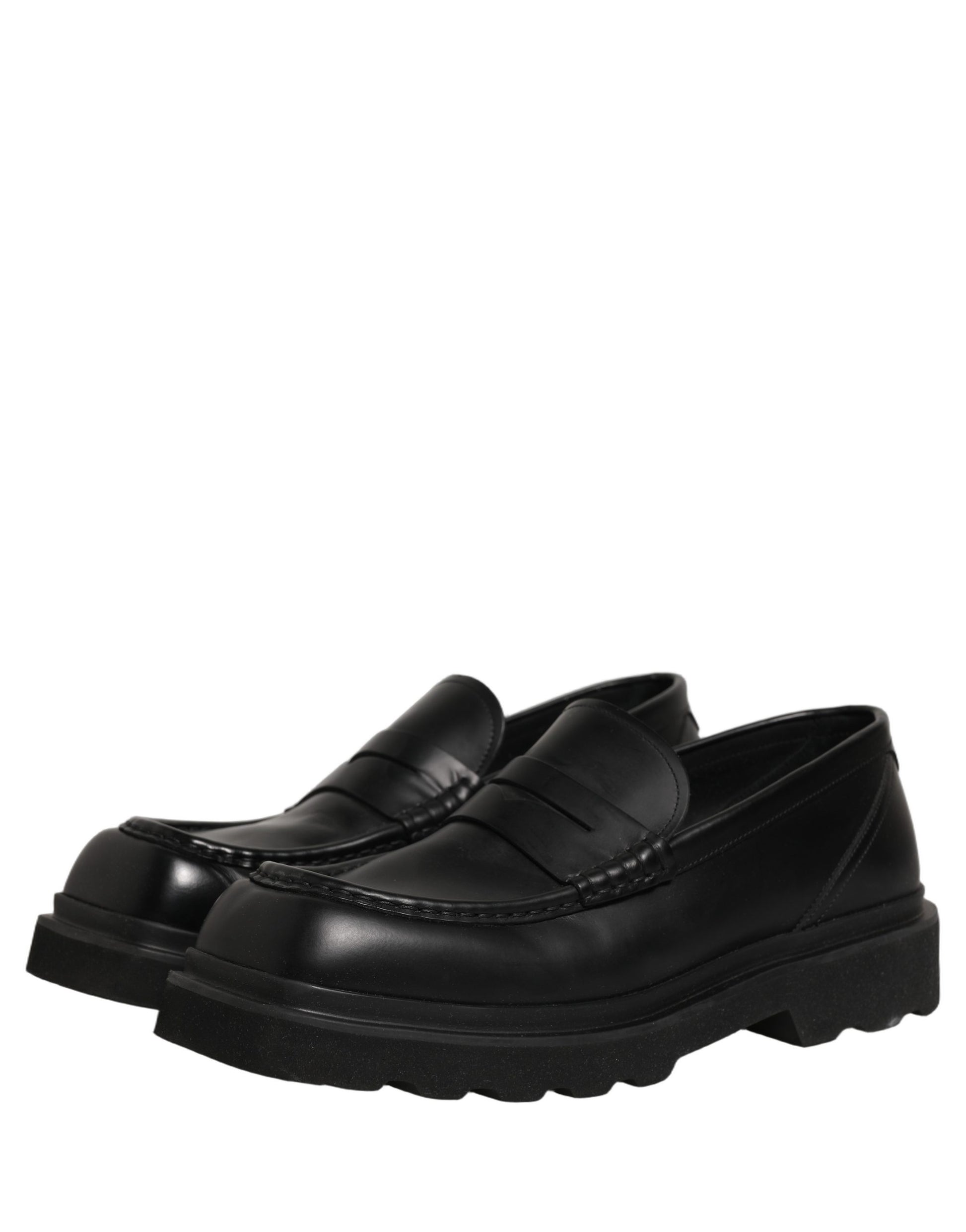 Chaussures Mocassins Habillés en Cuir de Veau Noir Dolce & Gabbana pour Homme