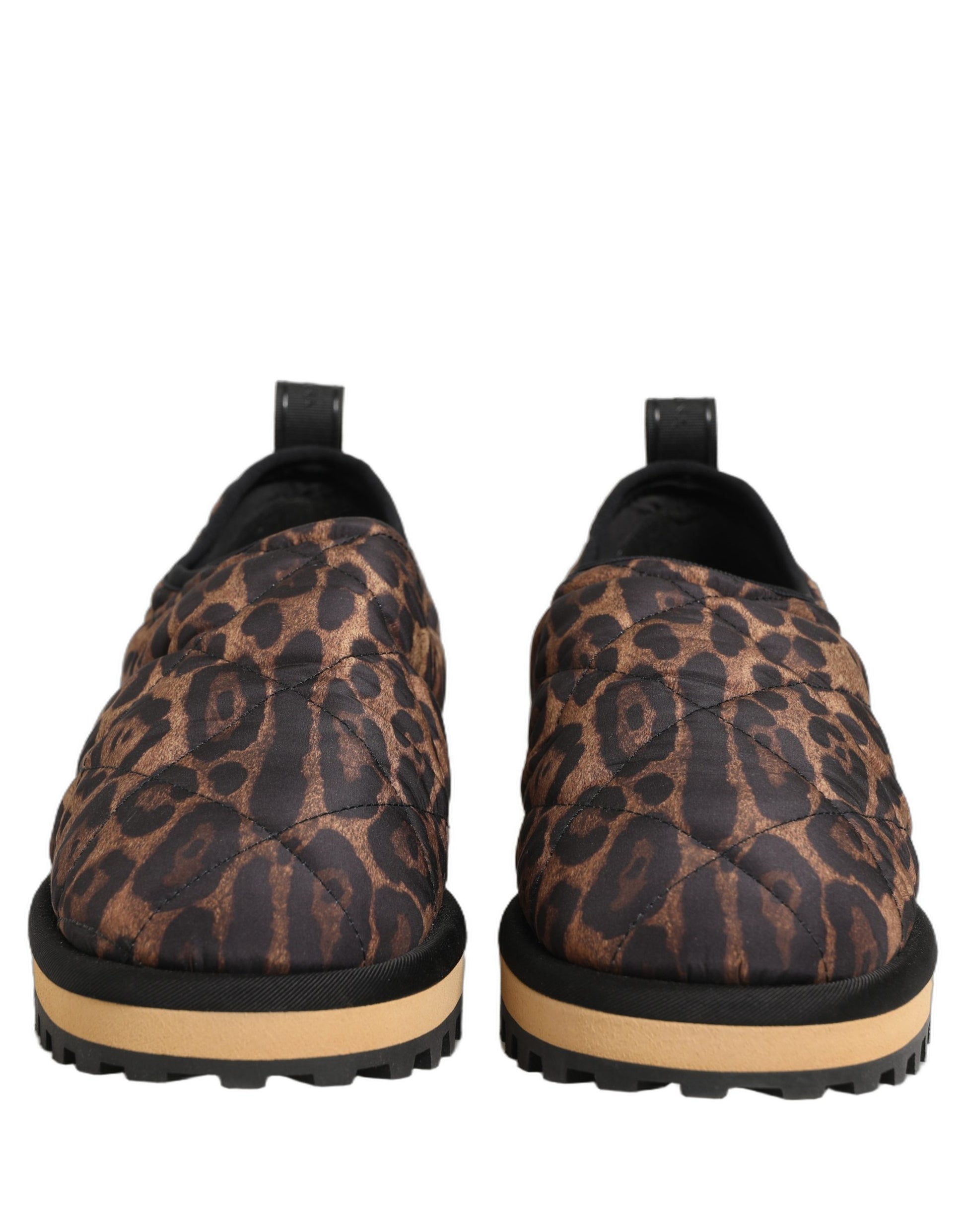 Dolce & Gabbana Brown Leopard Print Quilted Men Sneakers Shoes