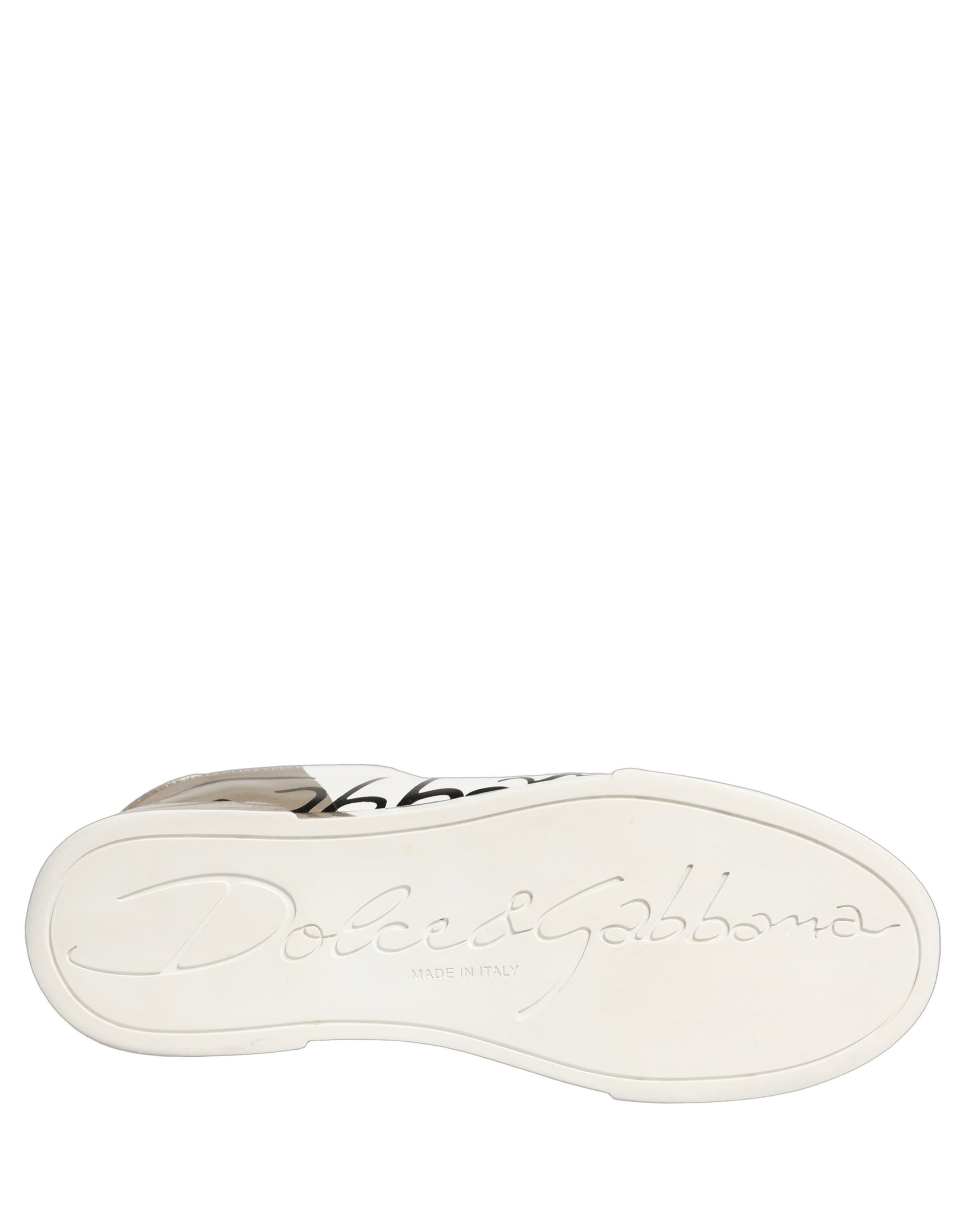 Chaussures Baskets Basses en Cuir Or Blanc Dolce & Gabbana