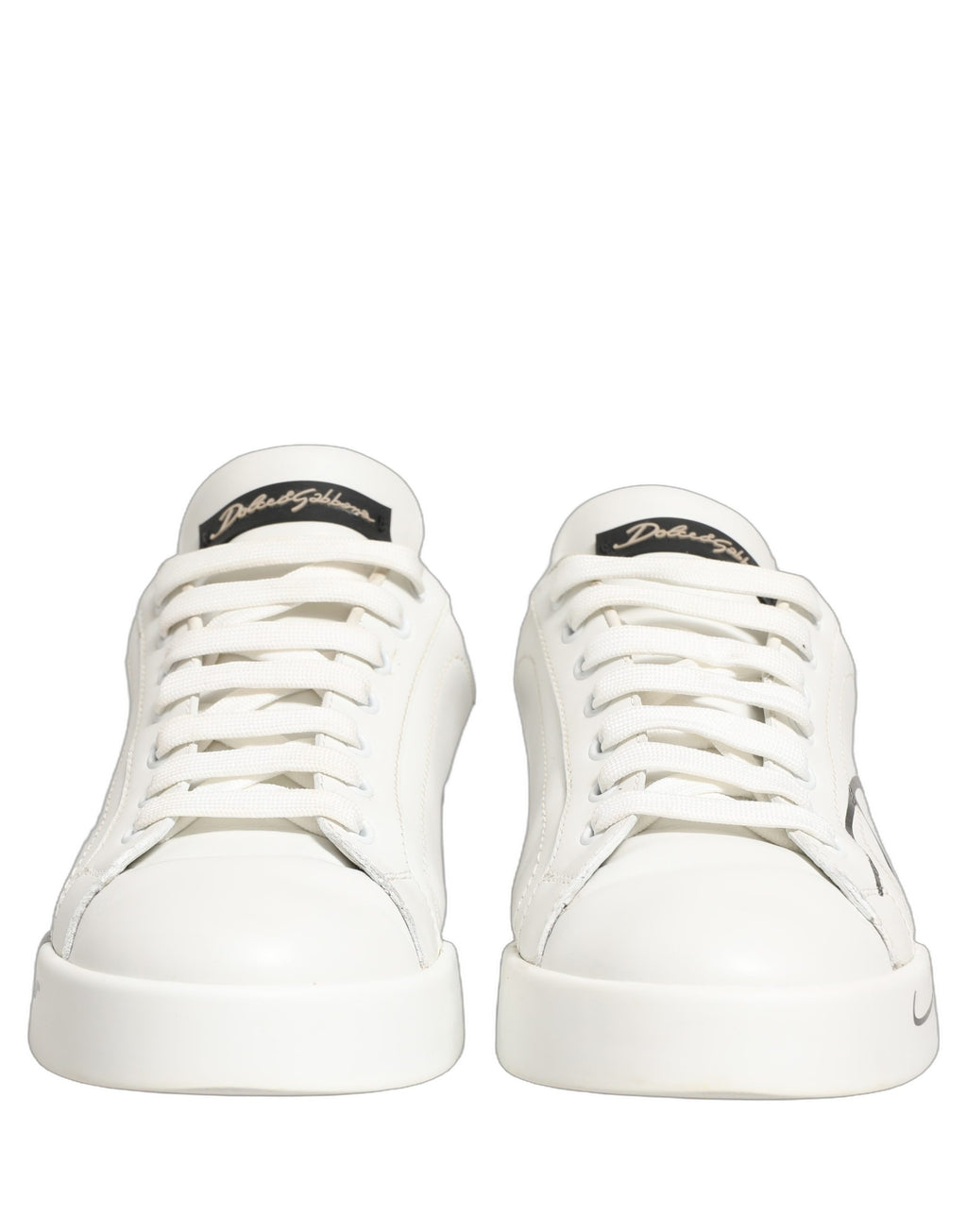 Chaussures Baskets Basses en Cuir Or Blanc Dolce & Gabbana