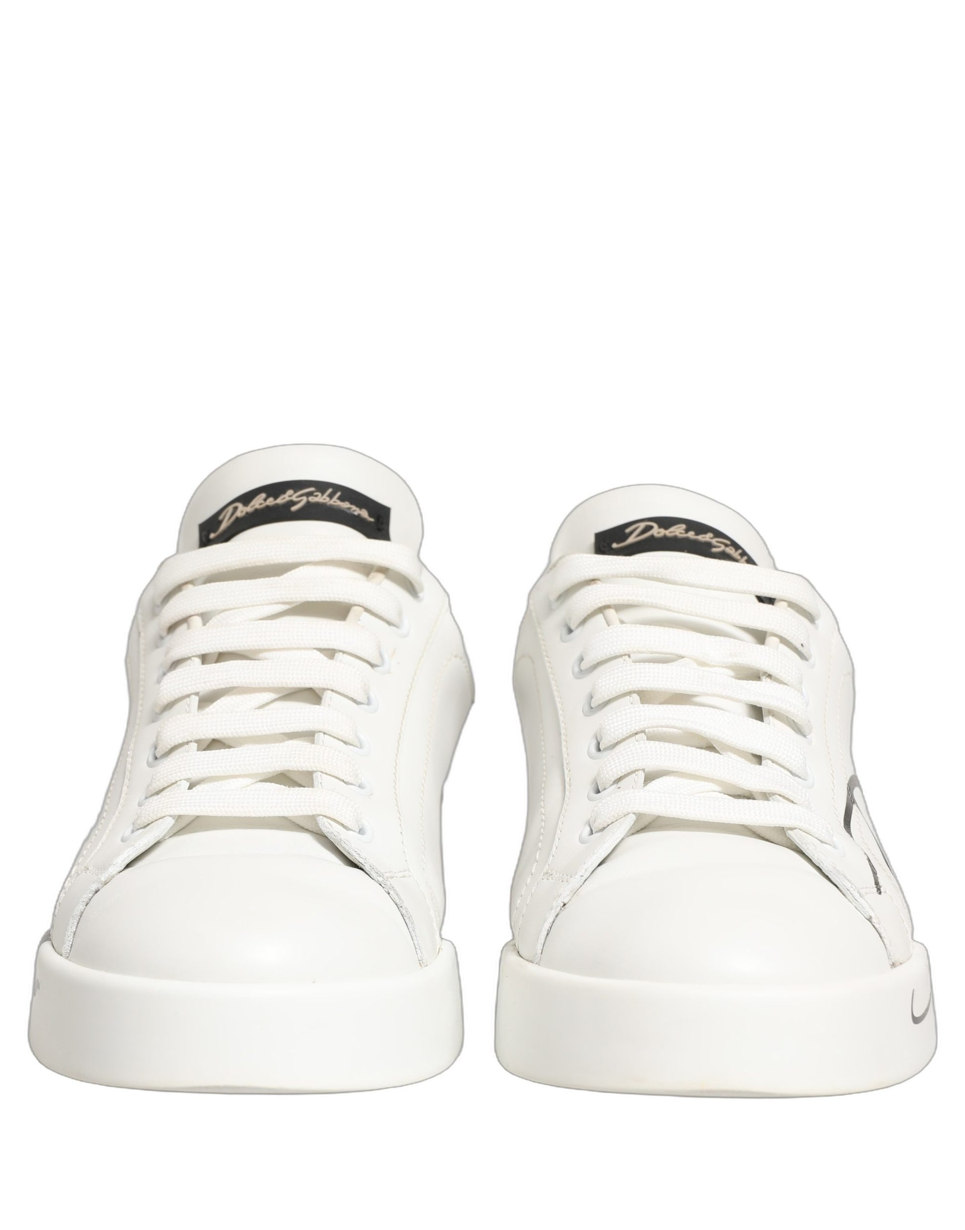 Chaussures Baskets Basses en Cuir Or Blanc Dolce & Gabbana