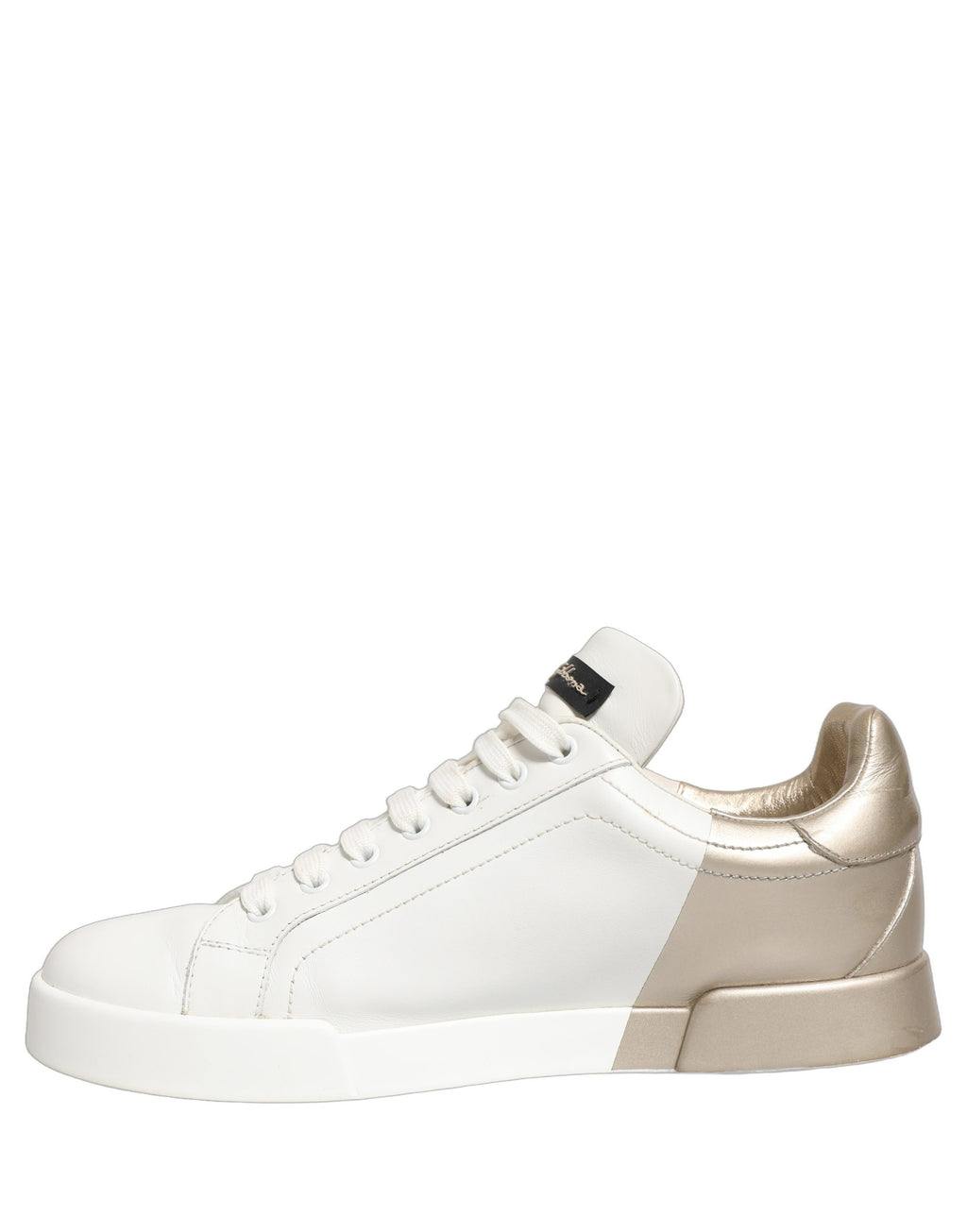 Chaussures Baskets Basses en Cuir Or Blanc Dolce & Gabbana