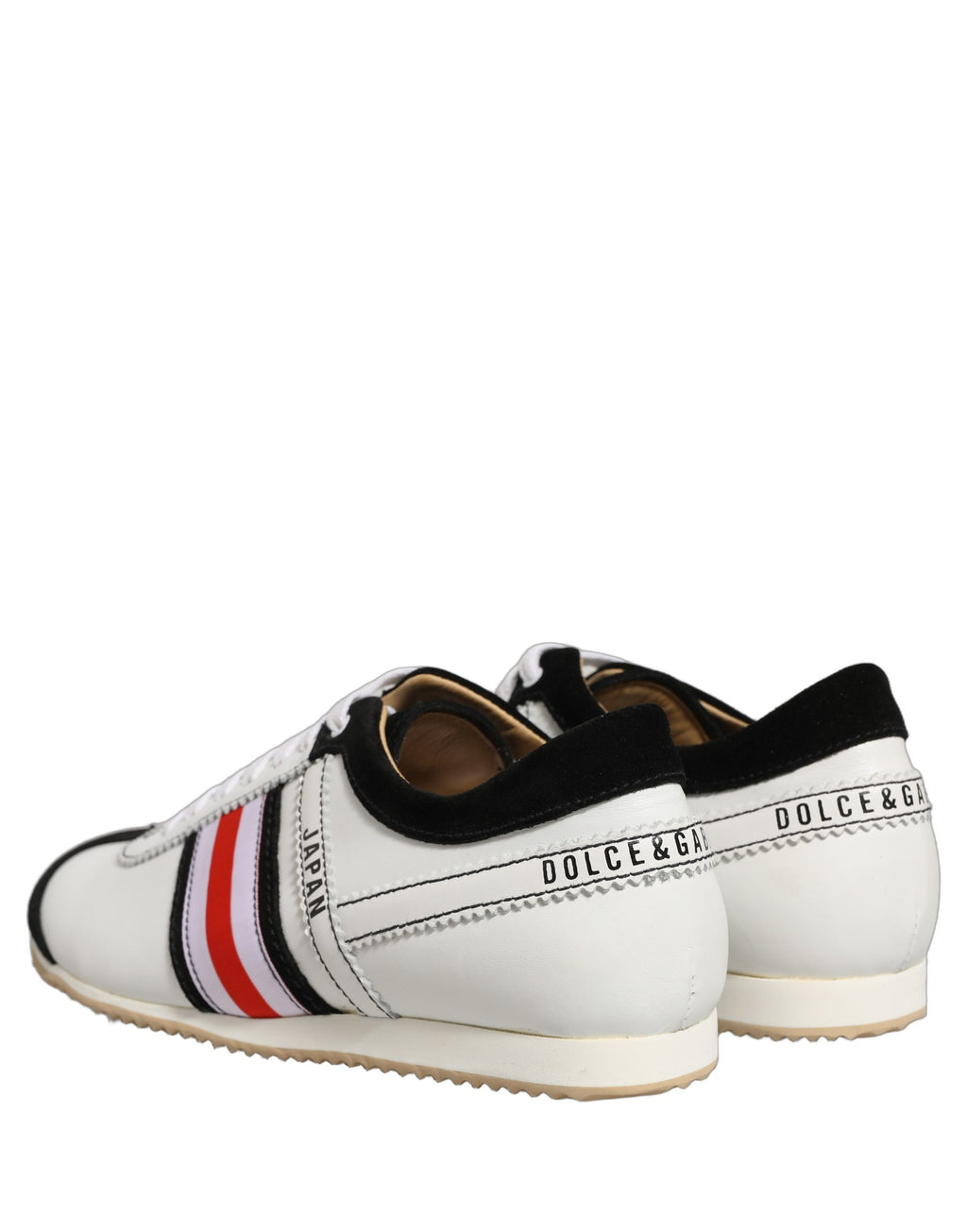 Chaussures Sneakers Basses en Cuir et Daim Noir et Blanc Dolce & Gabbana