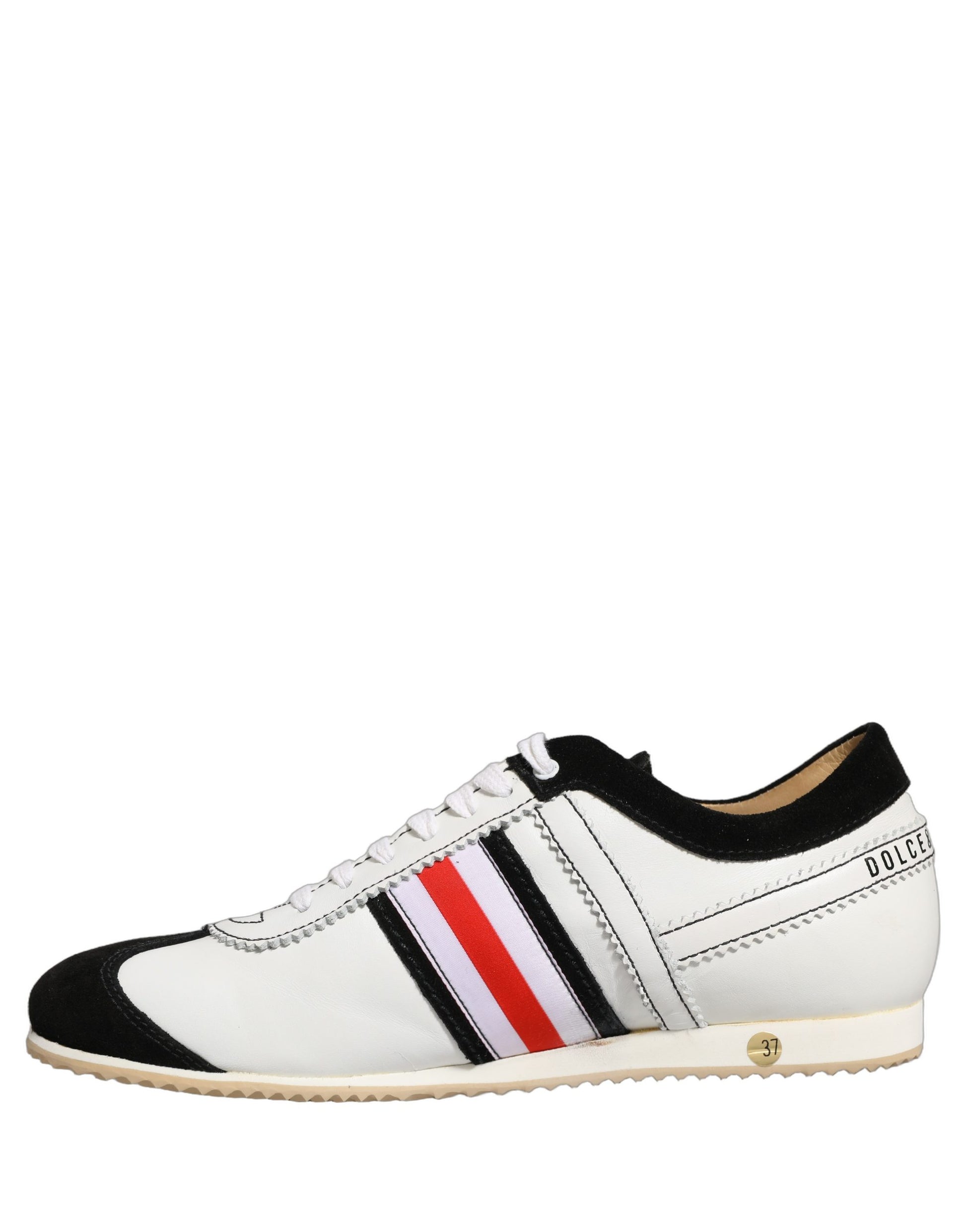 Chaussures Sneakers Basses en Cuir et Daim Noir et Blanc Dolce & Gabbana
