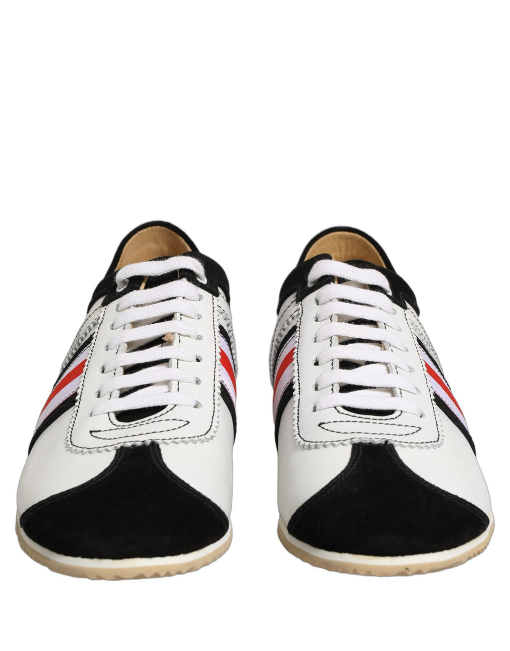 Chaussures Sneakers Basses en Cuir et Daim Noir et Blanc Dolce & Gabbana