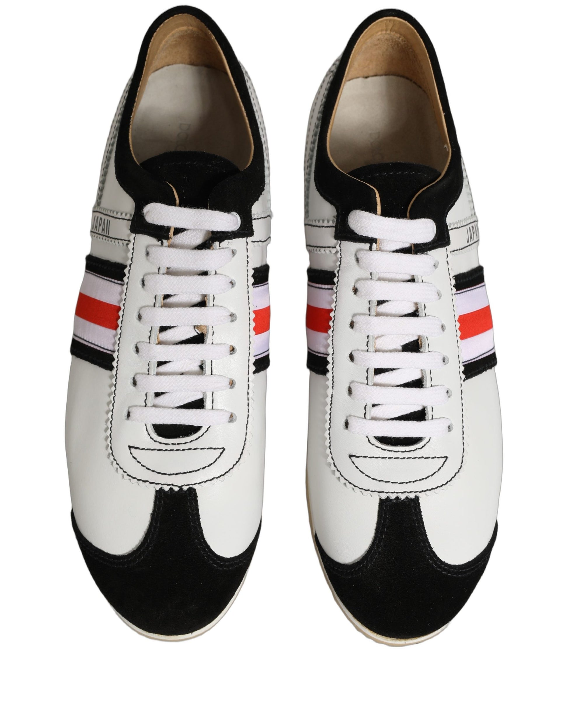 Chaussures Sneakers Basses en Cuir et Daim Noir et Blanc Dolce & Gabbana