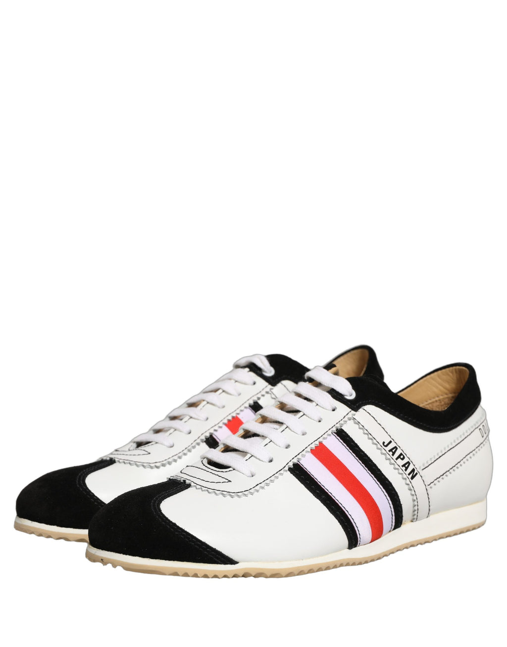 Chaussures Sneakers Basses en Cuir et Daim Noir et Blanc Dolce & Gabbana