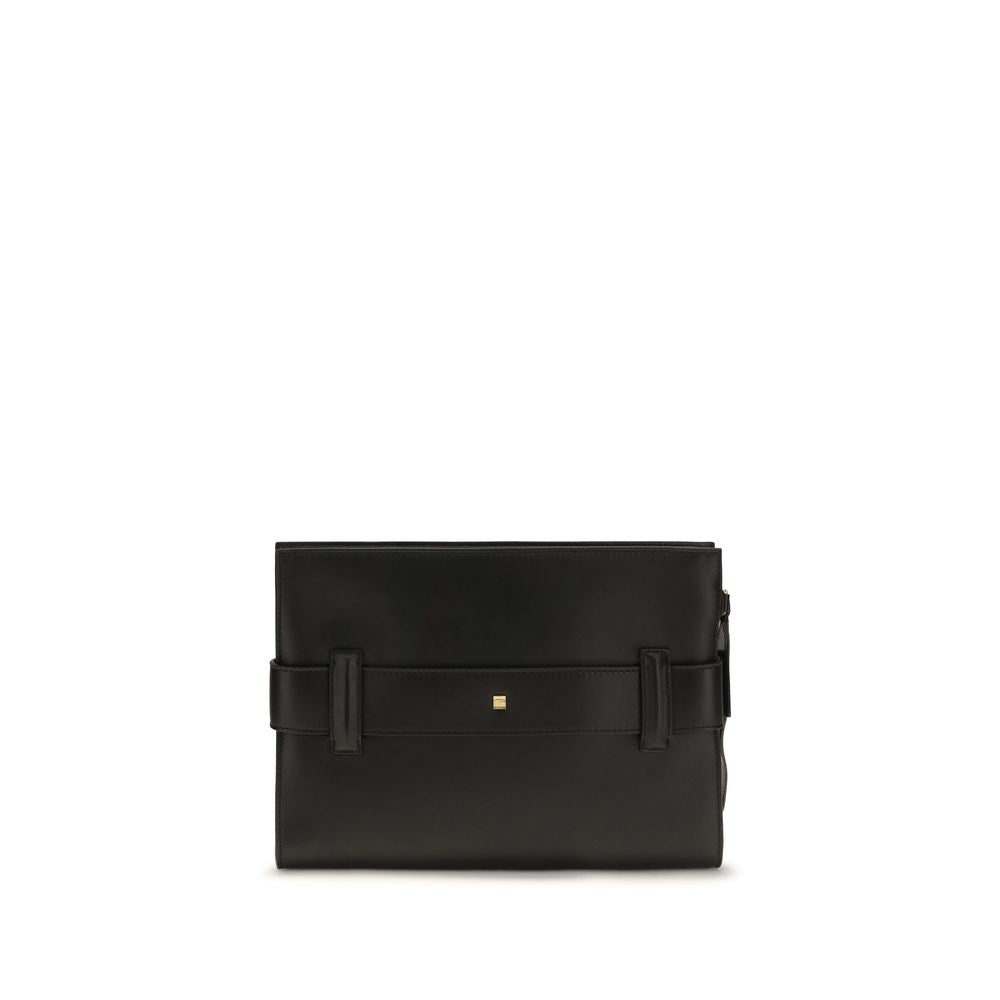 Pochette Balmain en cuir d'agneau noir Ovis Aries Aries