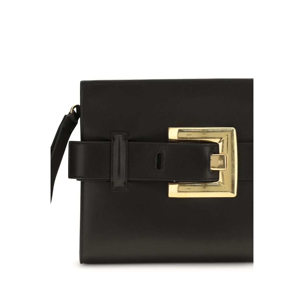 Pochette Balmain en cuir d'agneau noir Ovis Aries Aries