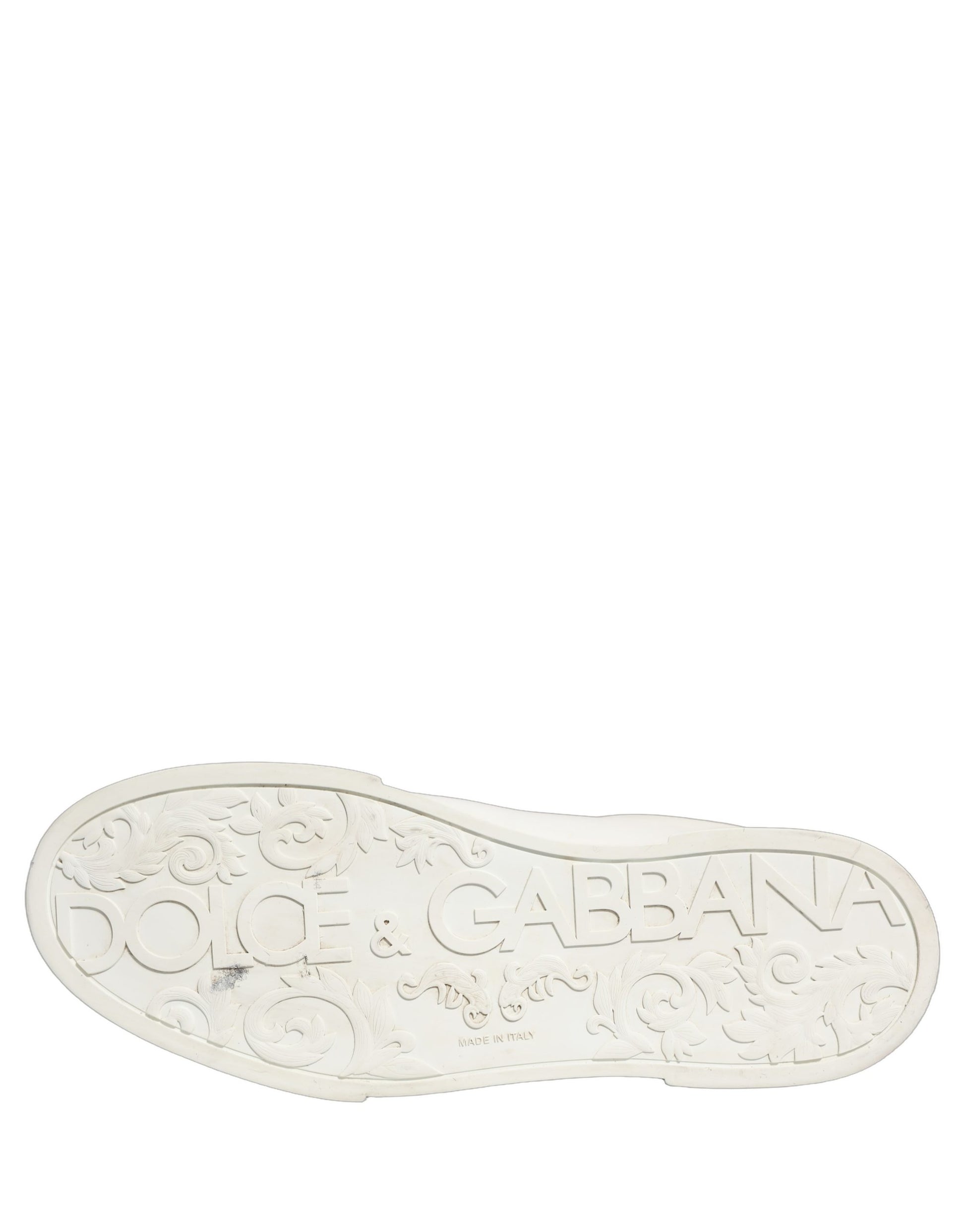 Dolce & Gabbana White Black Leather Lace Up Sneakers Shoes
