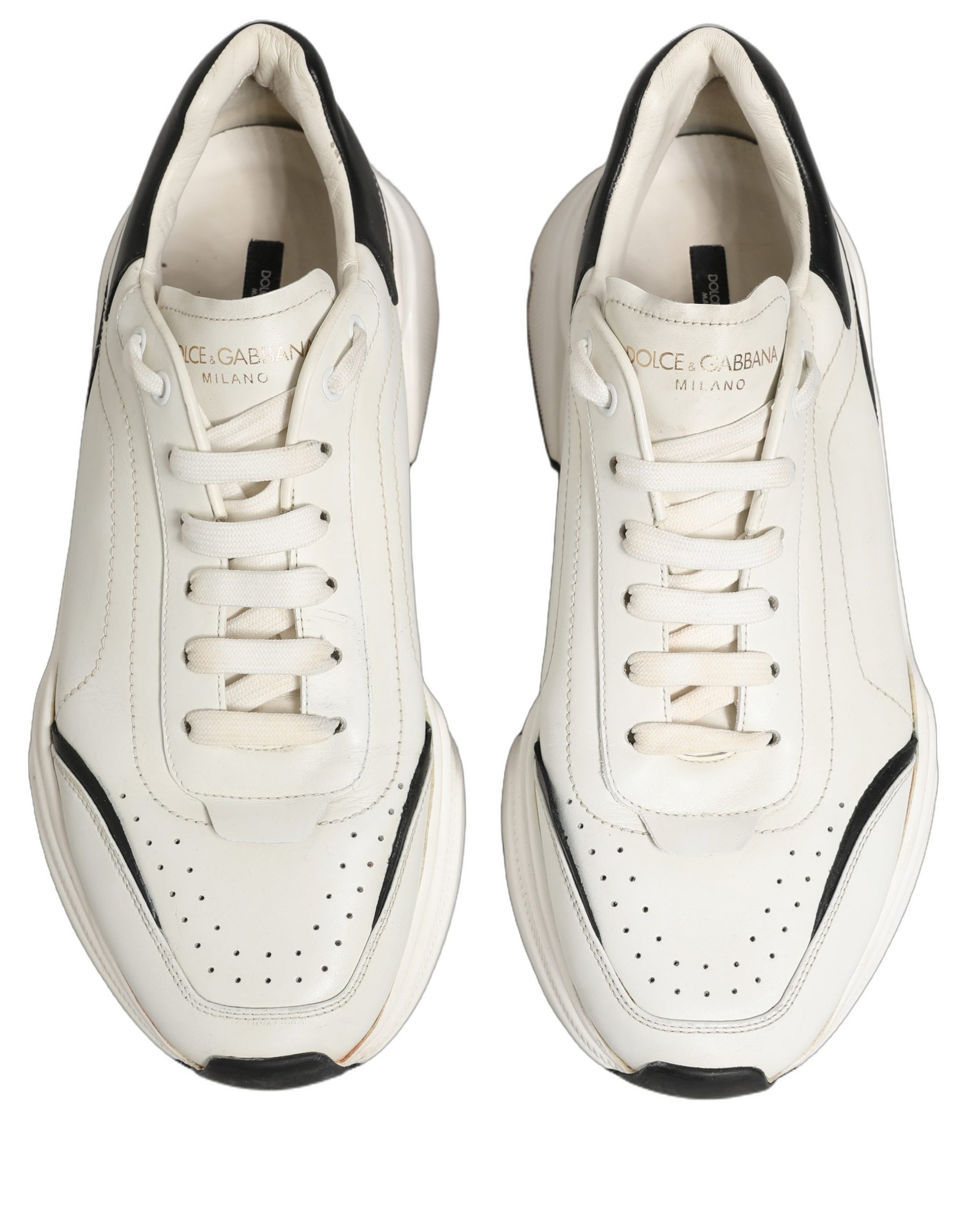 Dolce & Gabbana White Black Daymaster Low Top Sneakers Shoes