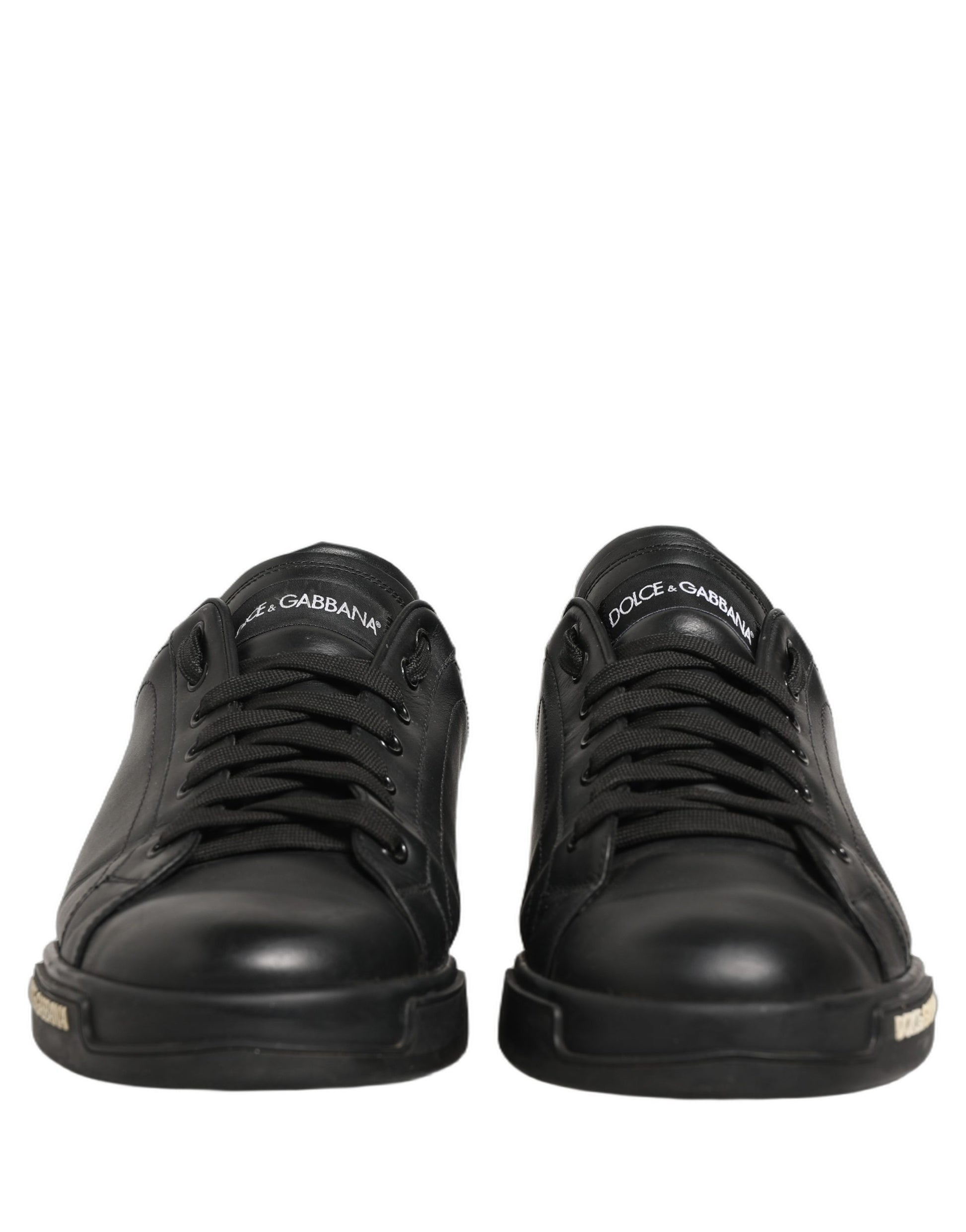Dolce & Gabbana Black Leather Logo Low Top Men Sneakers Shoes