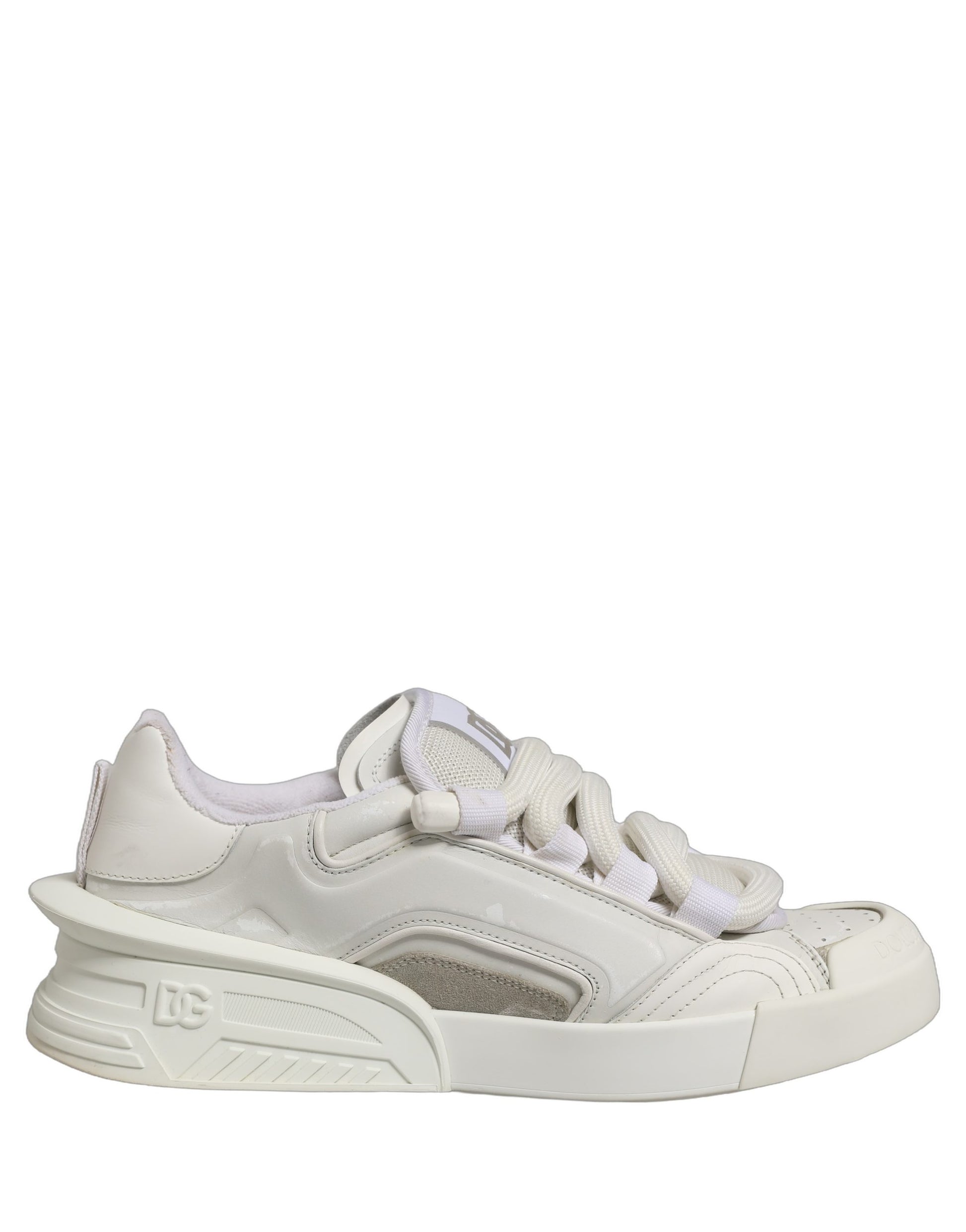 Dolce & Gabbana White Leather Portofino Space Sneakers Shoes