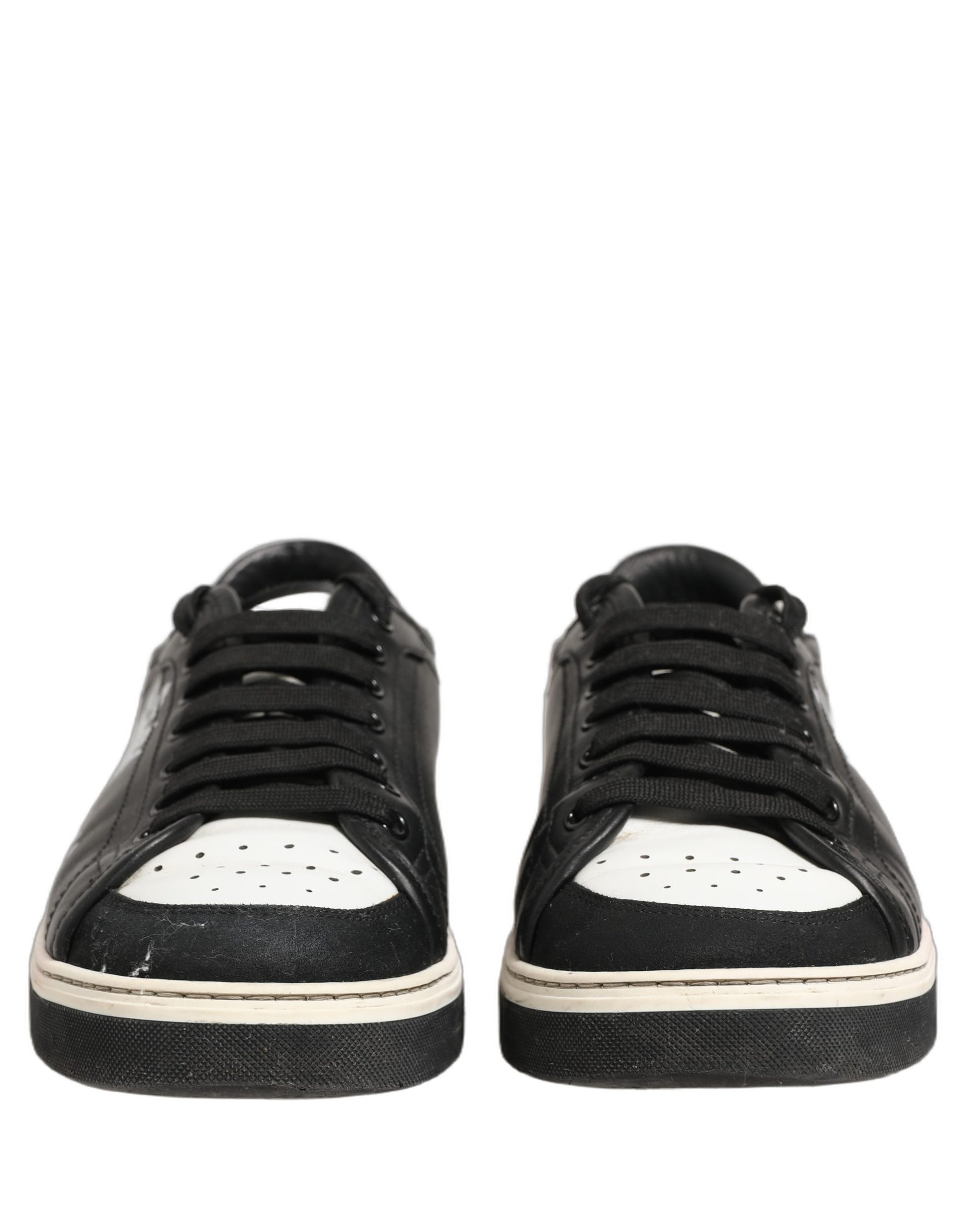 Dolce & Gabbana Black Leather Crown Milano Men Sneakers Shoes