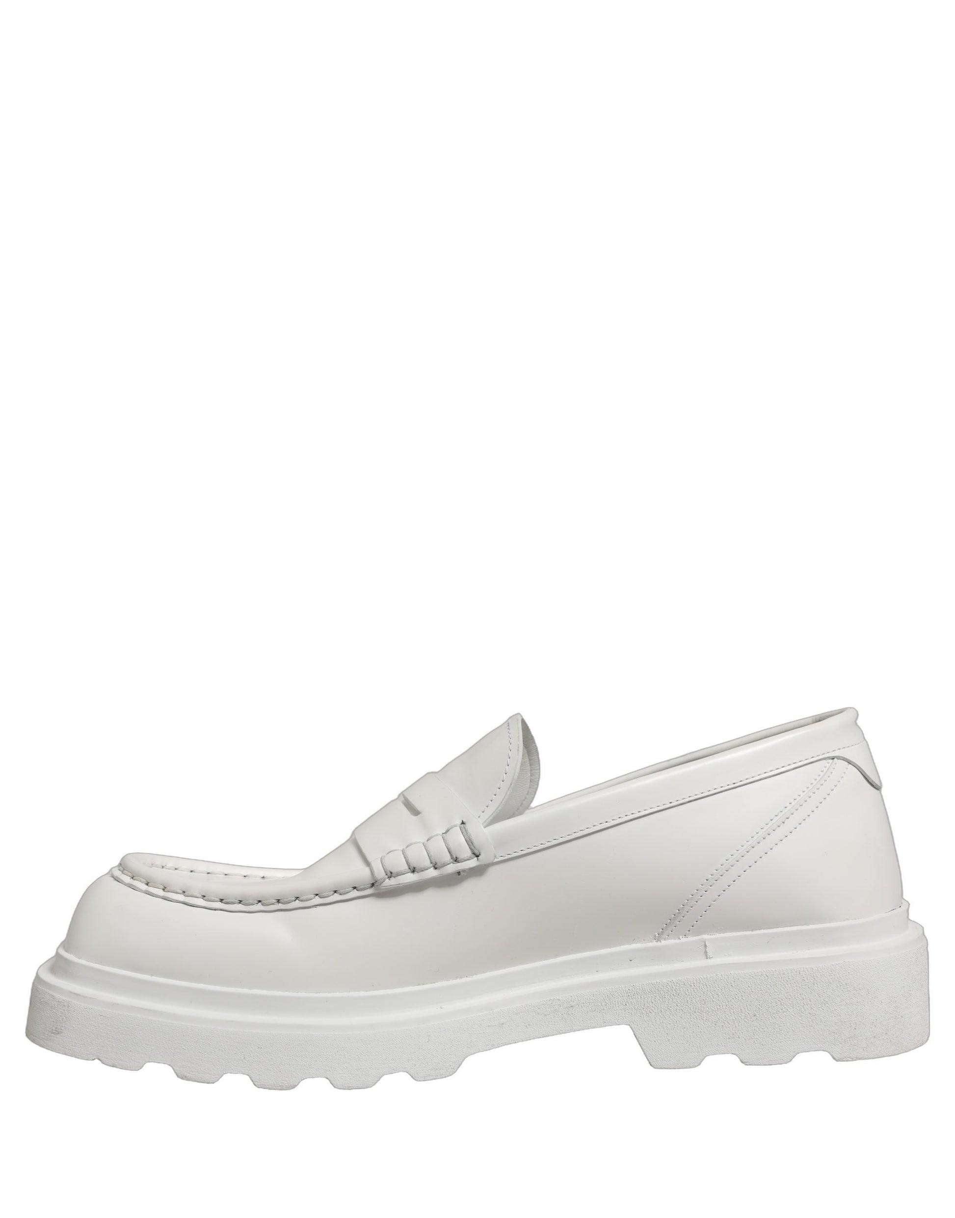 Dolce & Gabbana White Leather Chunky Sole Slip On Derby Shoes