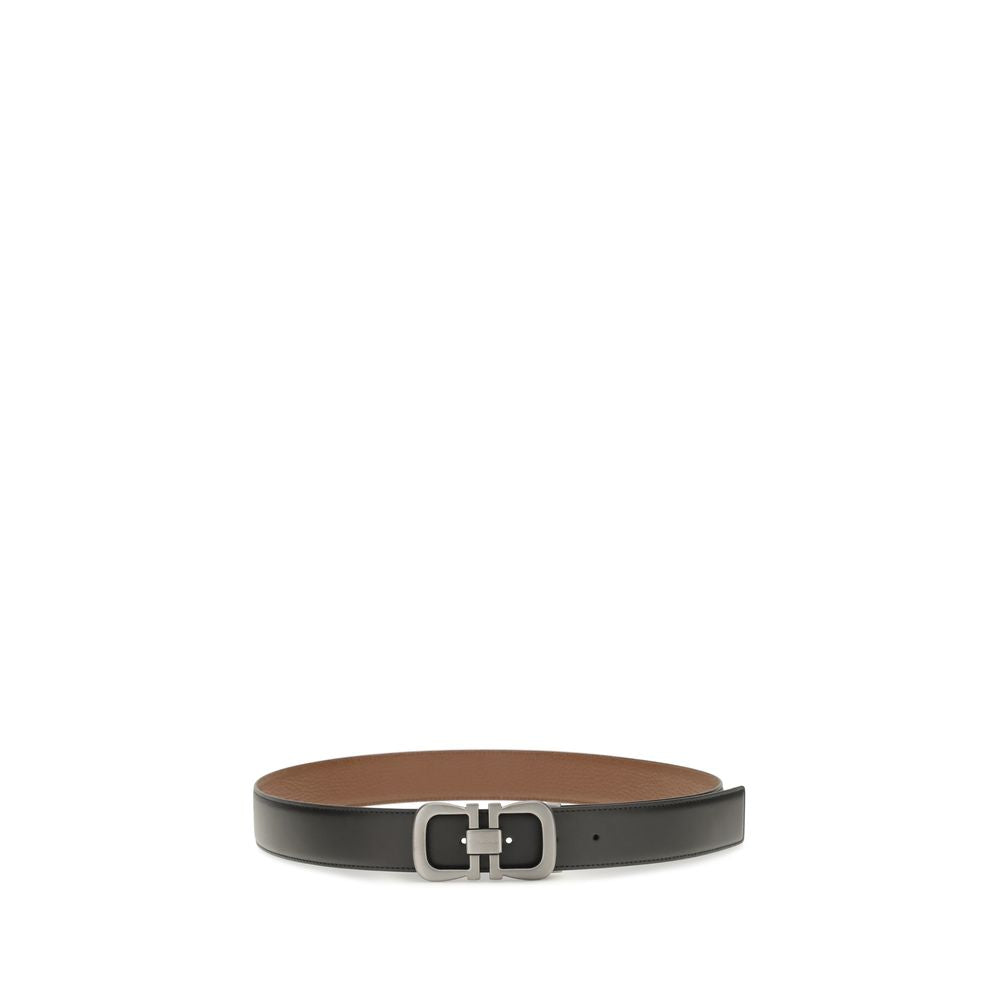 Ceinture Ferragamo en cuir de veau noir Bos Taurus, taille standard
