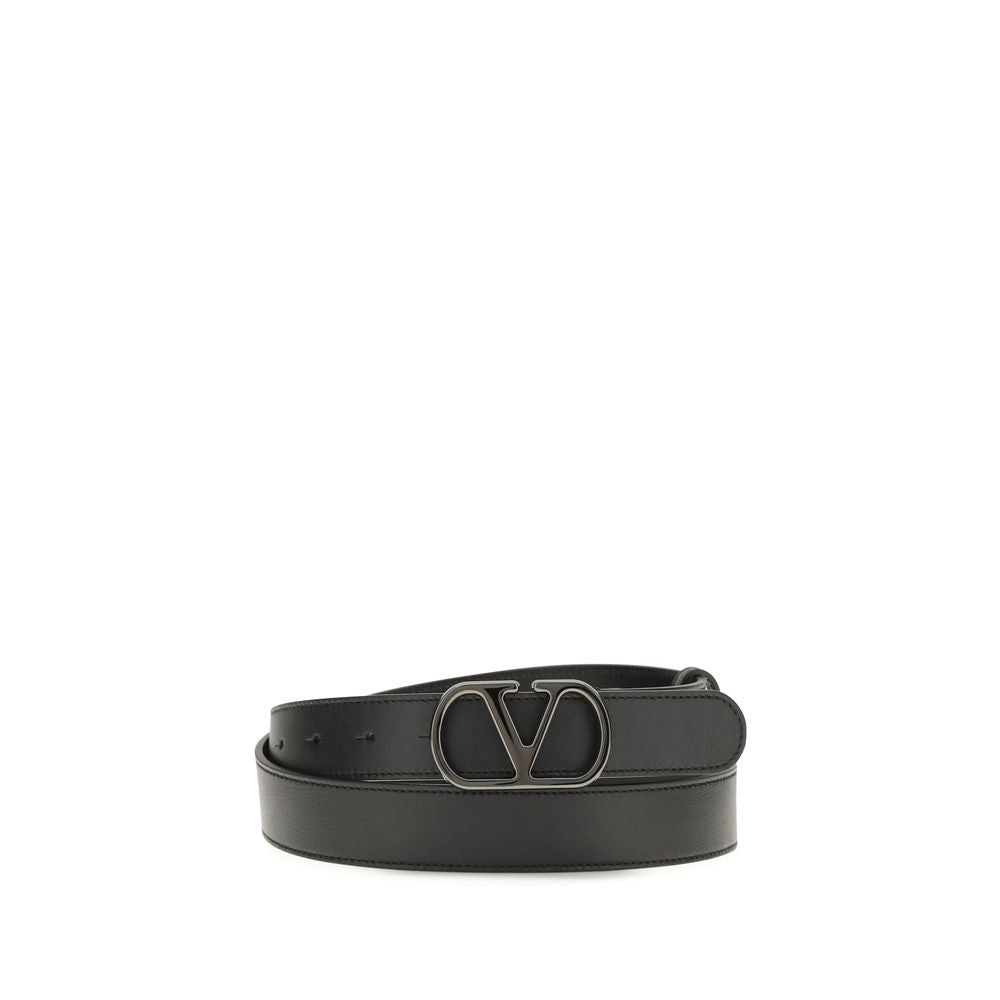 Ceinture Classique Valentino Garavani en Cuir de Veau Noir Bos Taurus