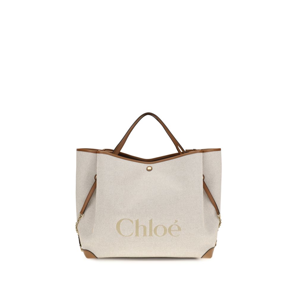 Sac à bandoulière Chloé en coton beige