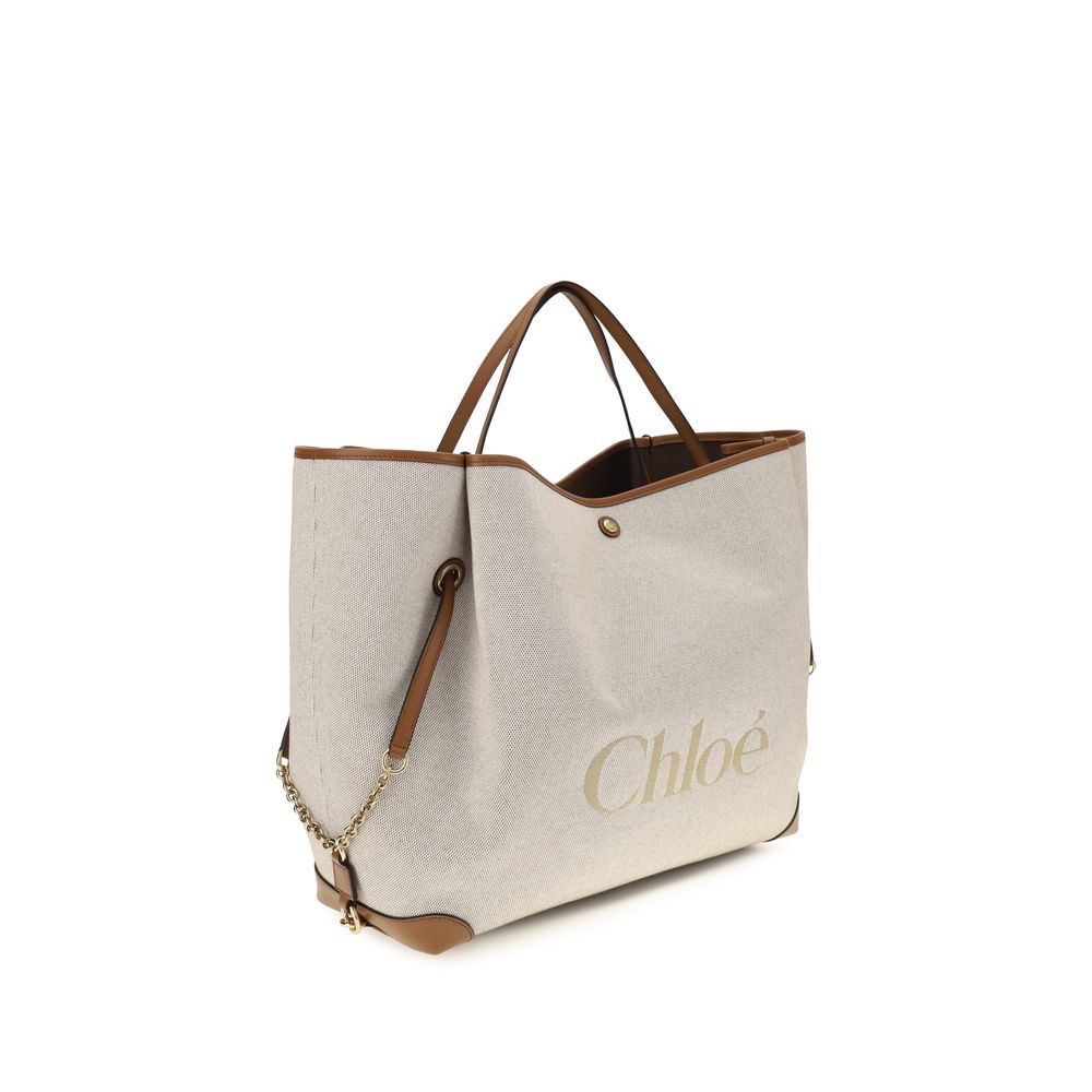 Sac à bandoulière Chloé en coton beige